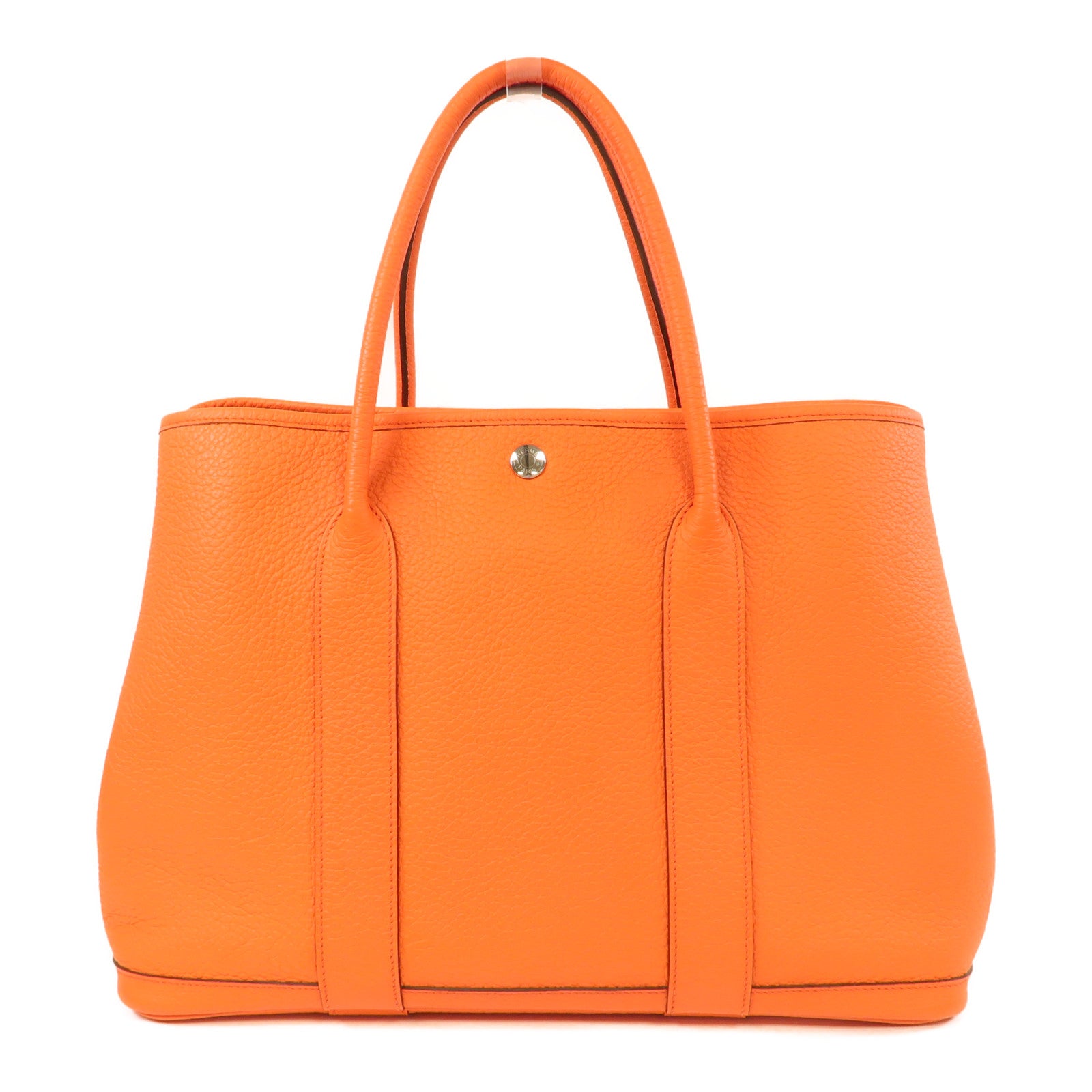 HERMES 【激減優惠】Negonda皮革Garden Party PM銀扣手挽袋橙色