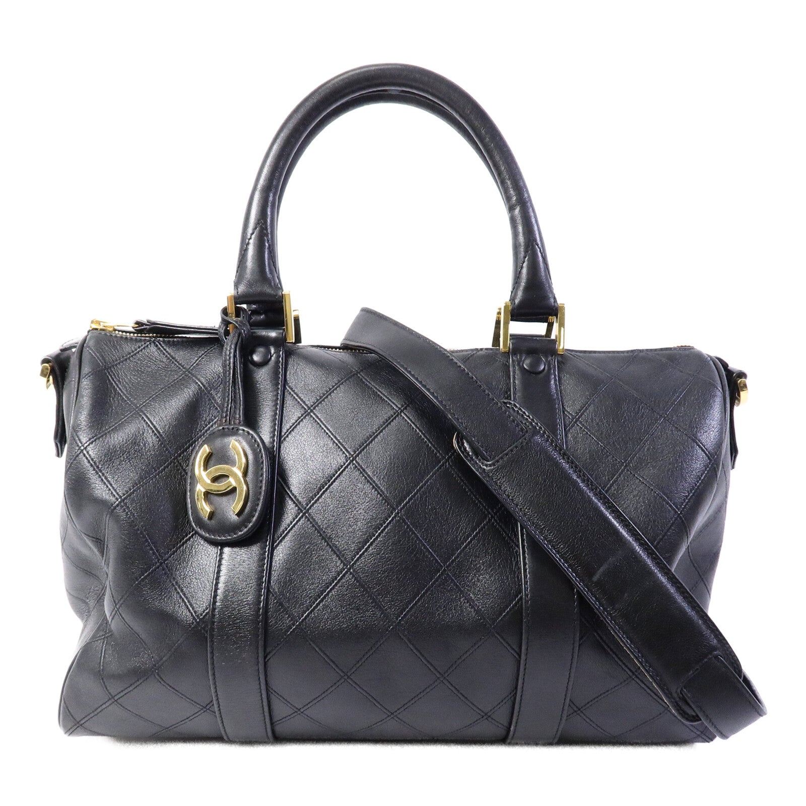 CHANEL 牛皮皮革Vintage Boston Bag手挽肩背兩用袋