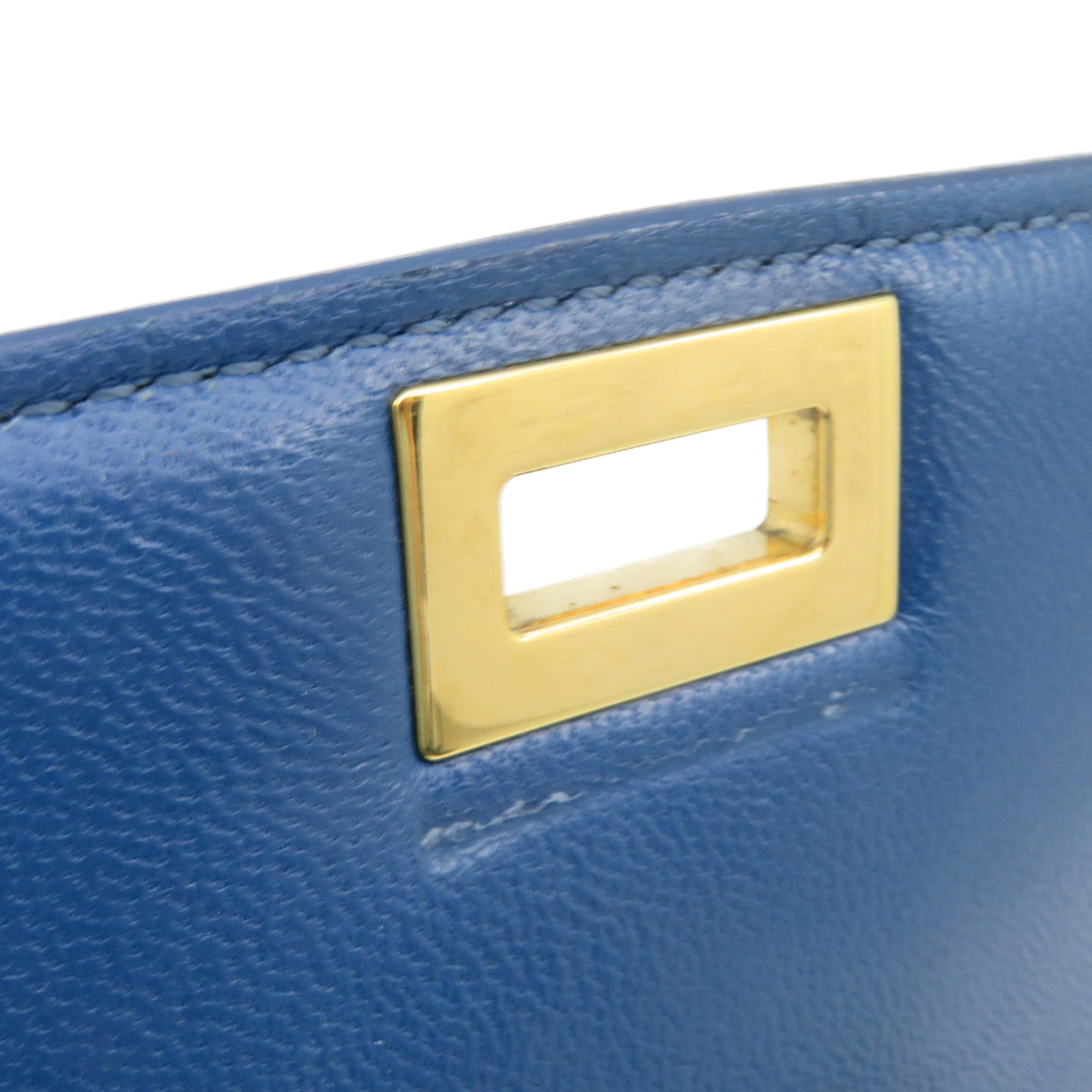 CELINE Cowhide Leather Classic Box Shoulder Bag Gold Buckle Shoulder Bag Blue