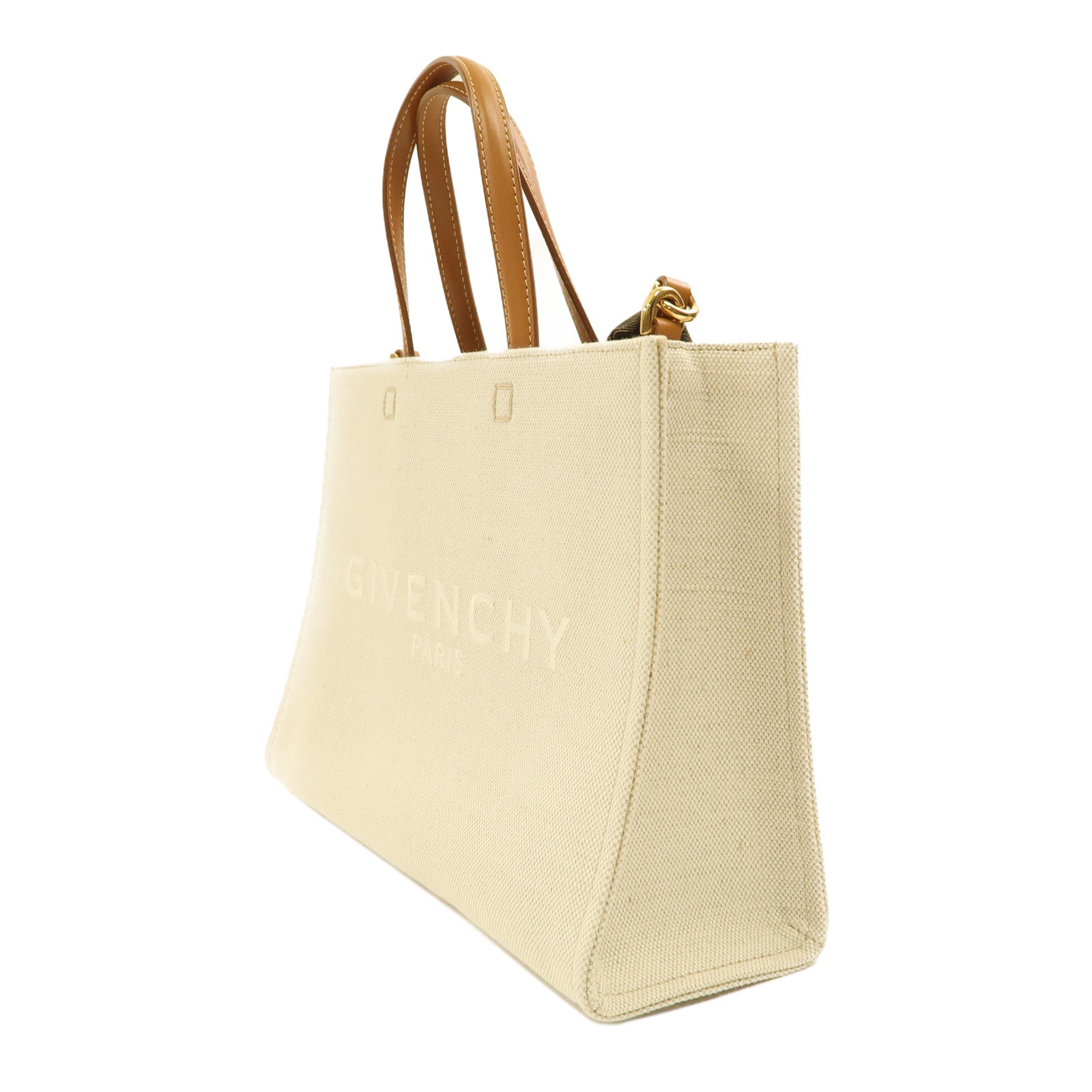 GIVENCHY 【激減優惠】帆布Small G-Tote金扣手挽肩背兩用袋米色/啡色