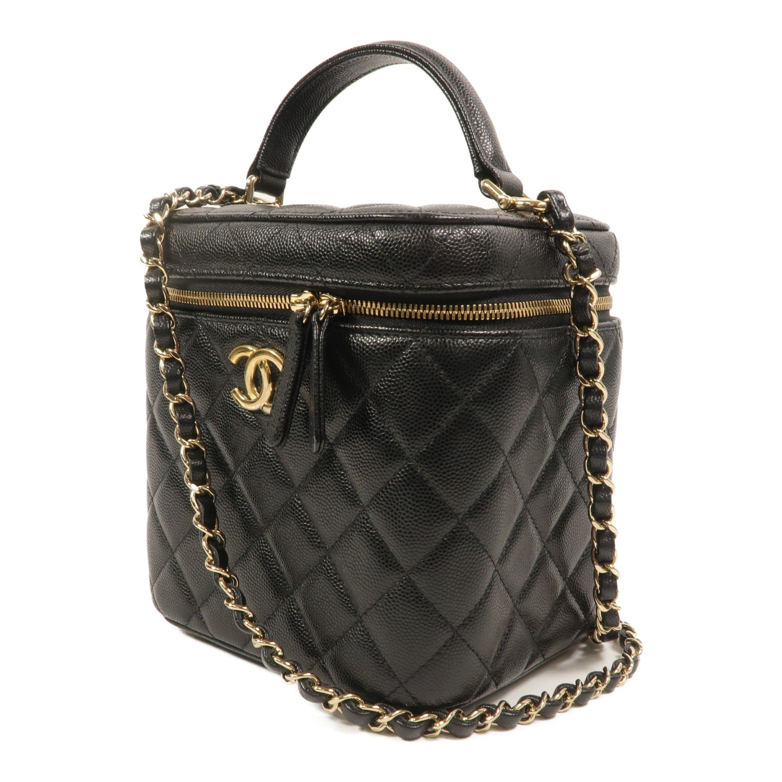 CHANEL 牛皮皮革Vanity Case鏈帶手挽肩背兩用袋