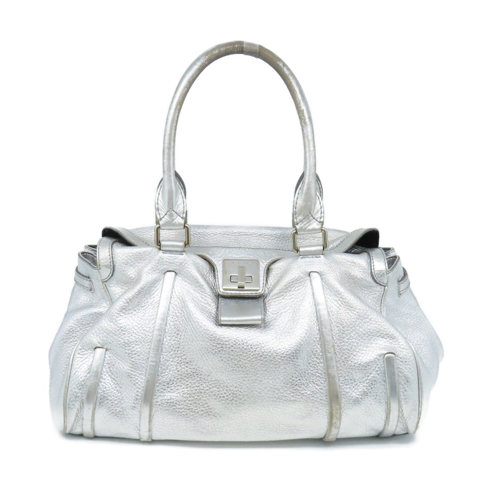 CELINE 【清倉大減價】牛皮皮革Shoulder Bag肩背袋銀色