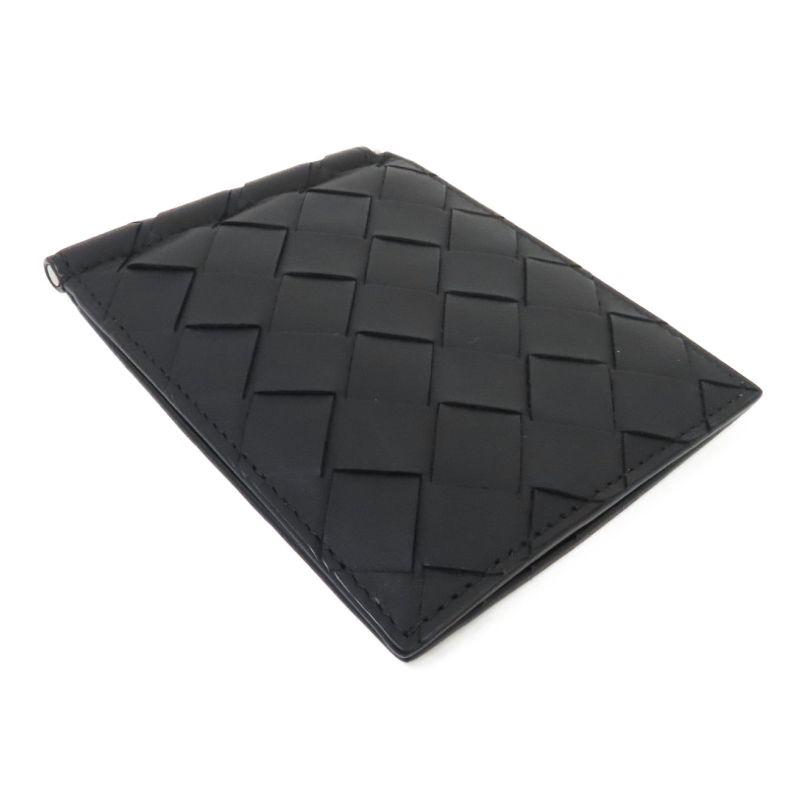BOTTEGA VENETA 織紋皮革Wallet銀扣錢包黑色
