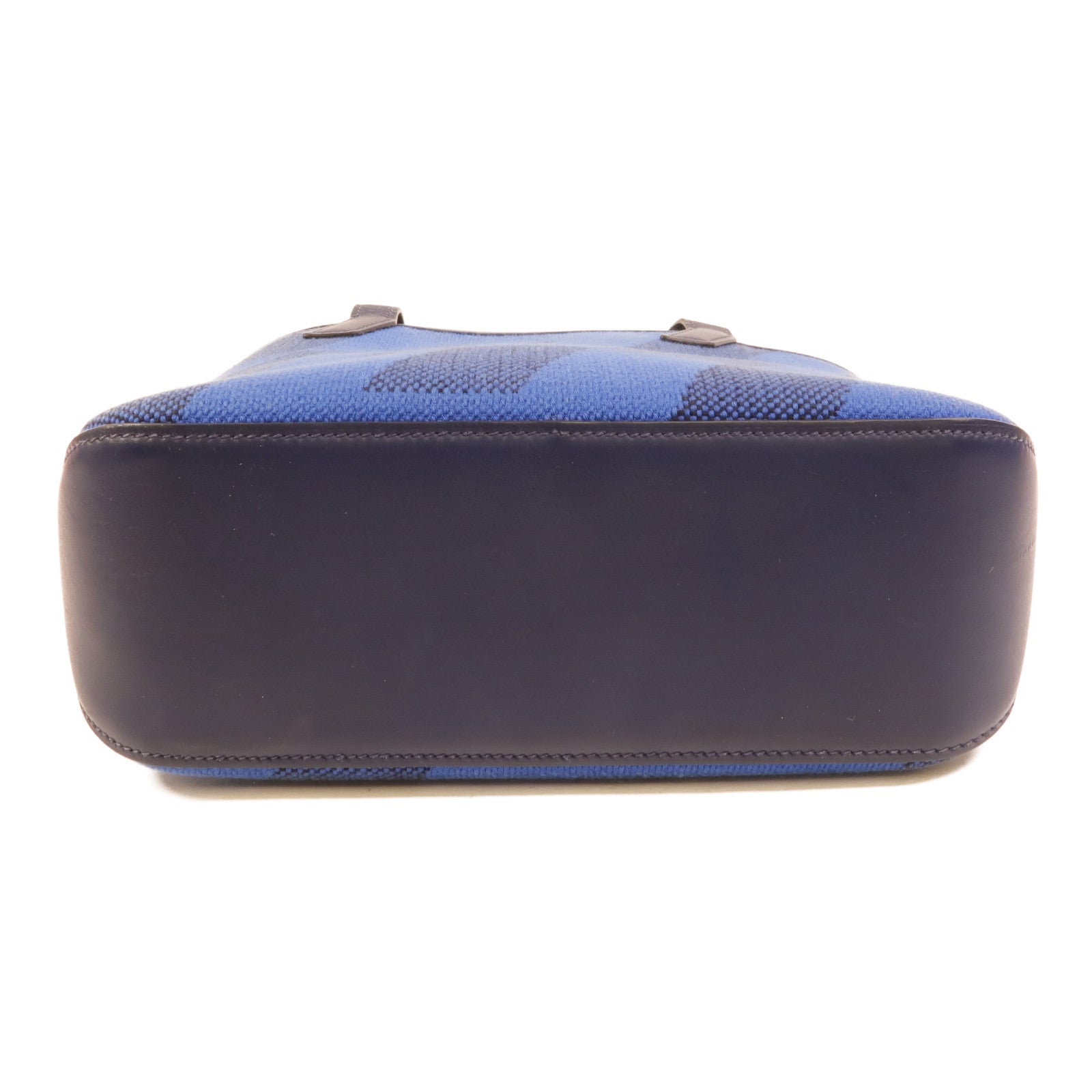 HERMES 帆布Cabas H En Biais 27手挽肩背兩用袋Bleu Saphir