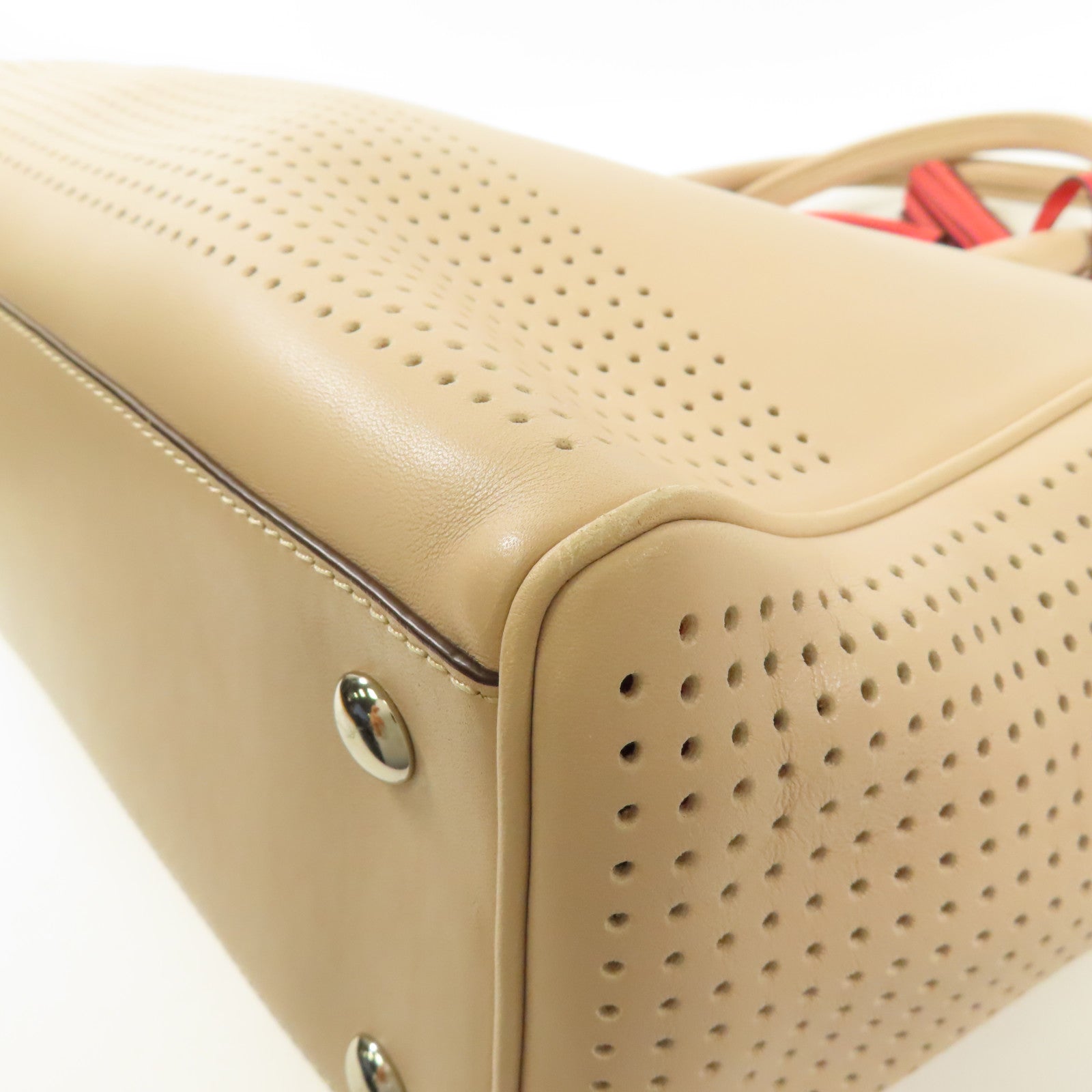 COACH SHW Hand Bag Calfskin Leather Beige