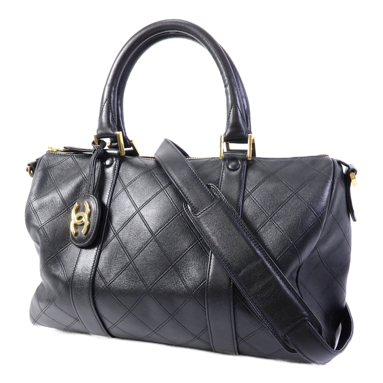 CHANEL 牛皮皮革Vintage Boston Bag手挽肩背兩用袋