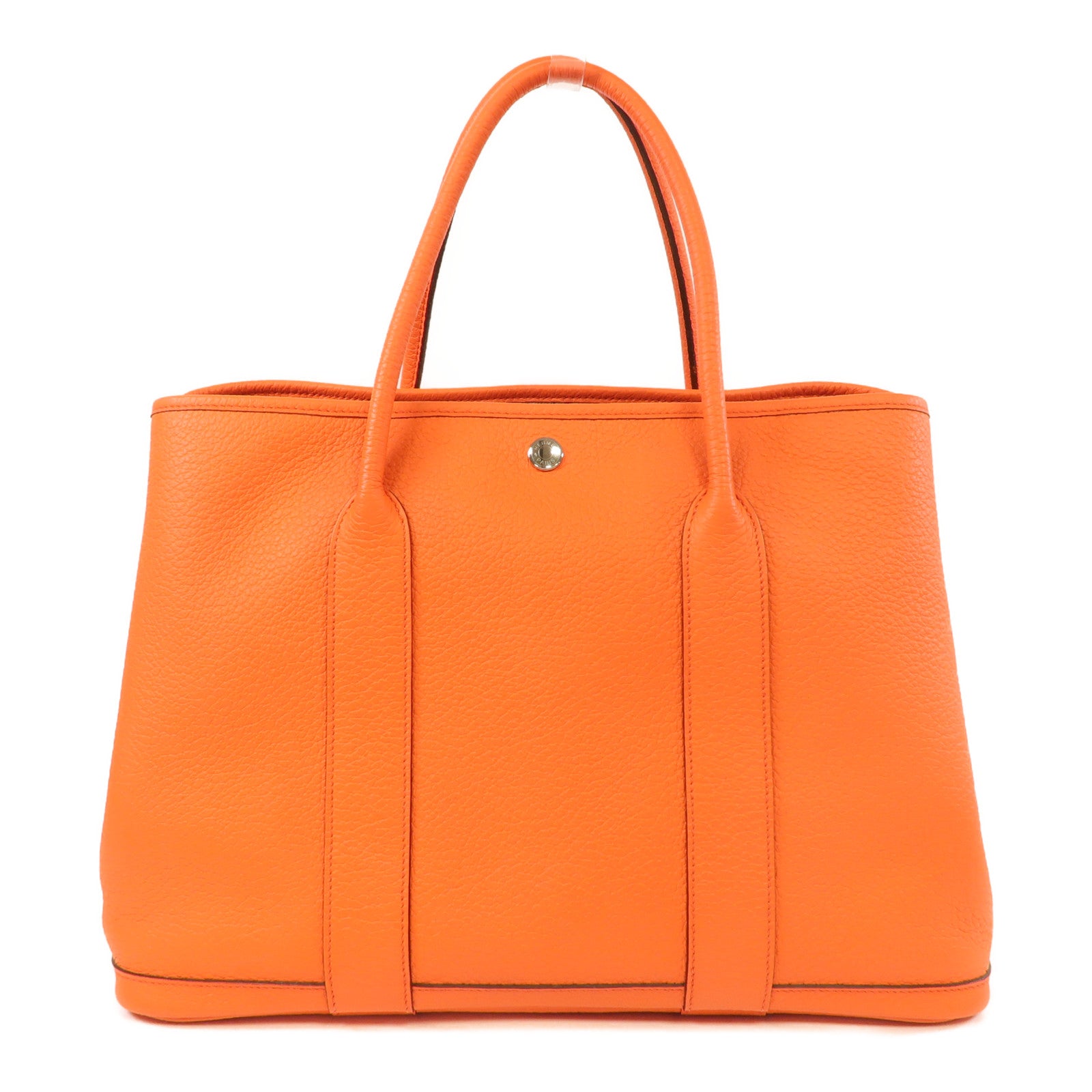 HERMES 【激減優惠】Negonda皮革Garden Party PM銀扣手挽袋橙色