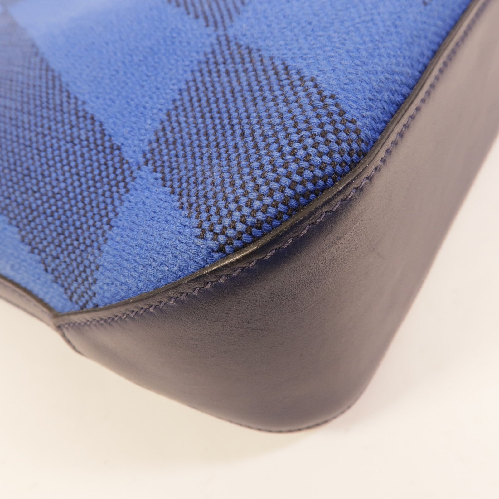 HERMES 帆布Cabas H En Biais 27手挽肩背兩用袋Bleu Saphir