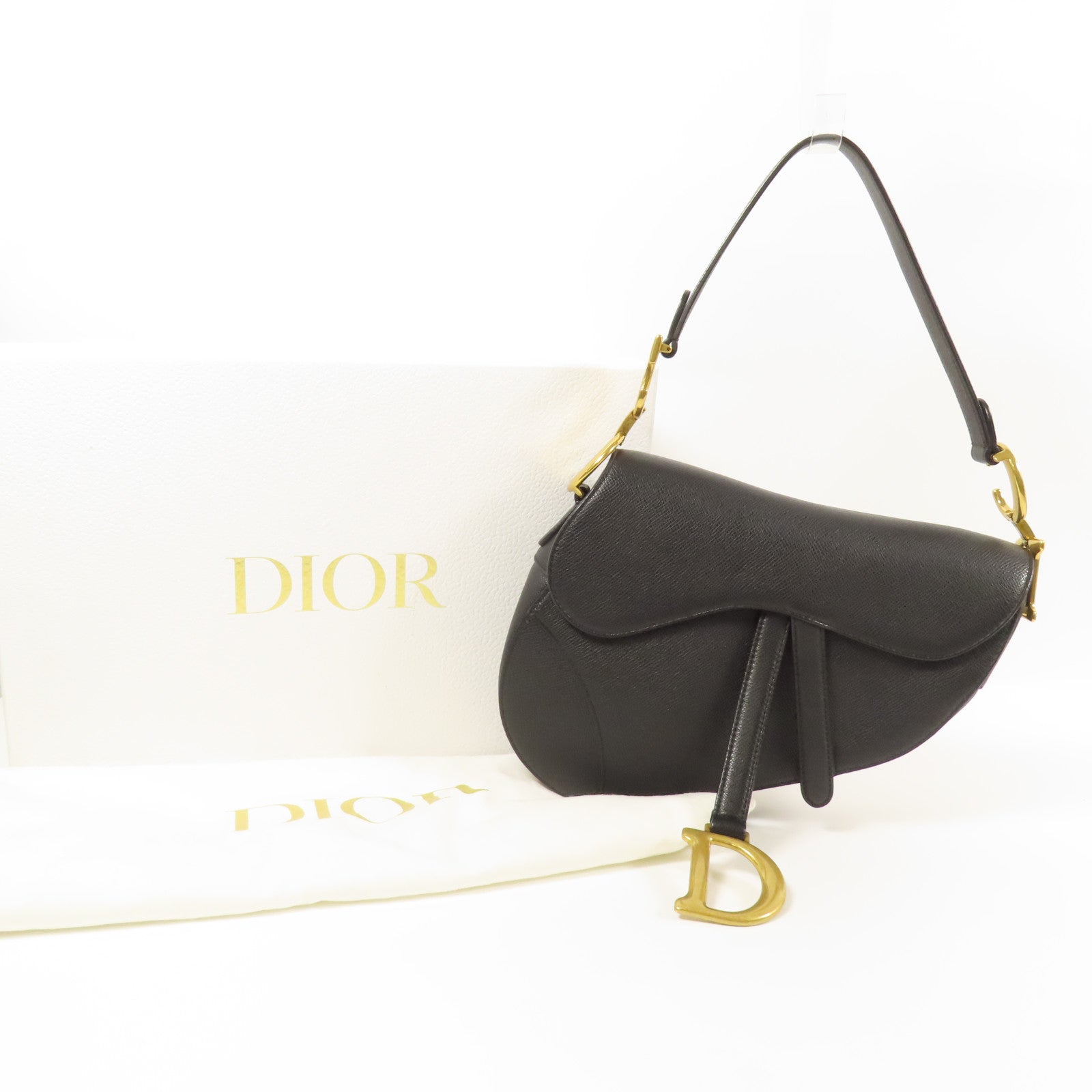 Dior 牛皮皮革Saddle金扣肩背袋