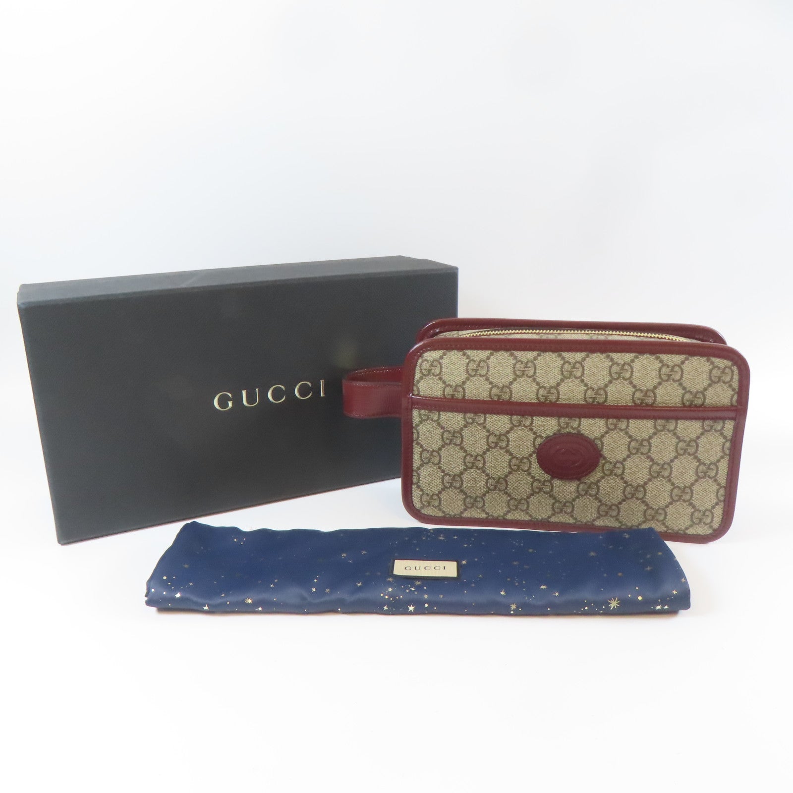 GUCCI 【激減優惠】塗層帆布Business Clutch Bag金扣手拿包啡色