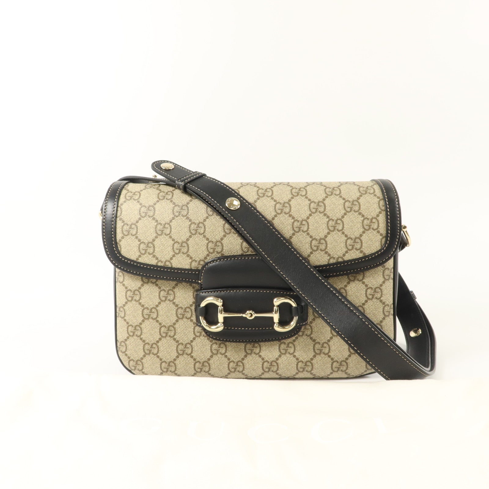 GUCCI 【激減優惠】塗層帆布Horsebit 1955 Medium肩背袋