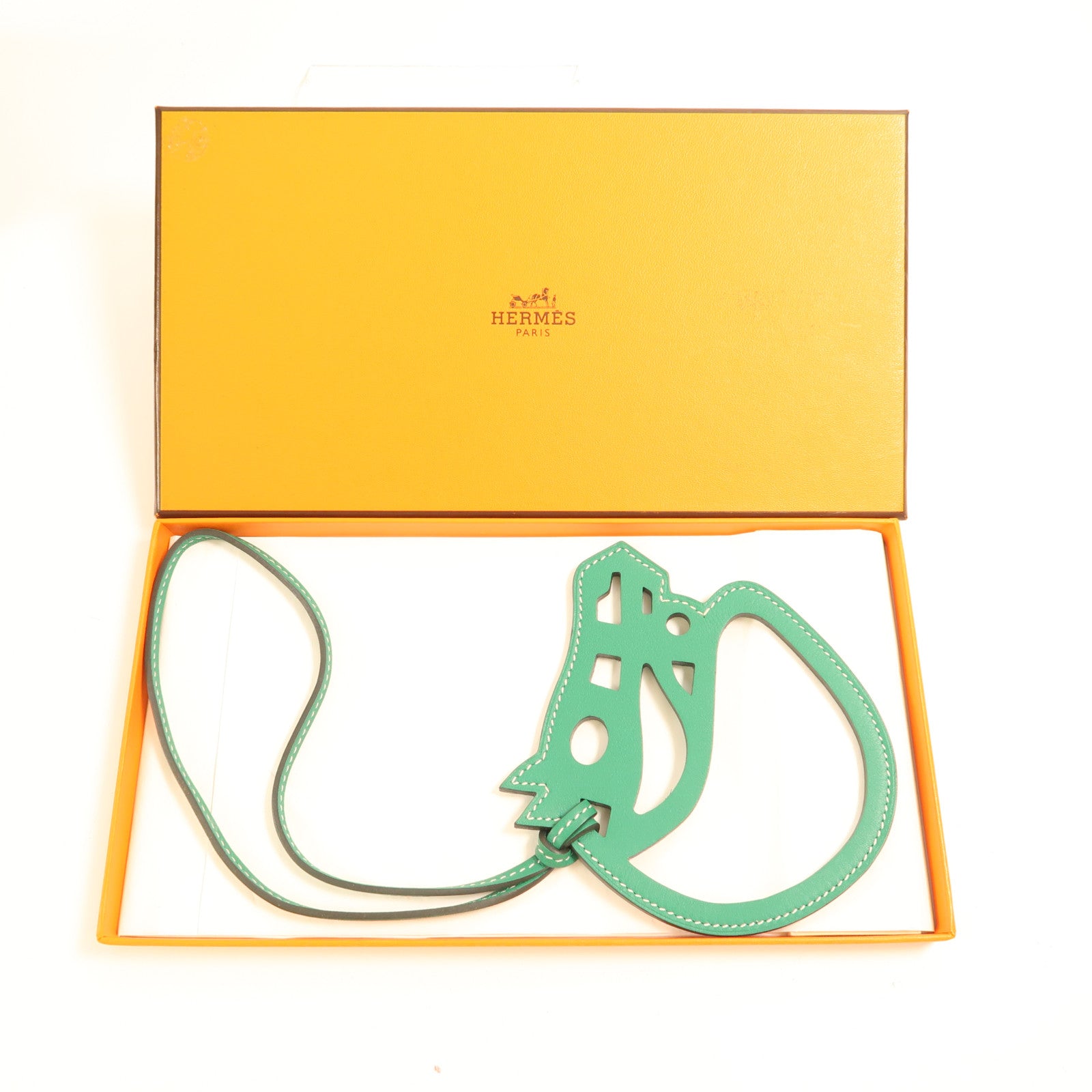 HERMES Swift皮革Paddock Cheval Charm掛飾綠色