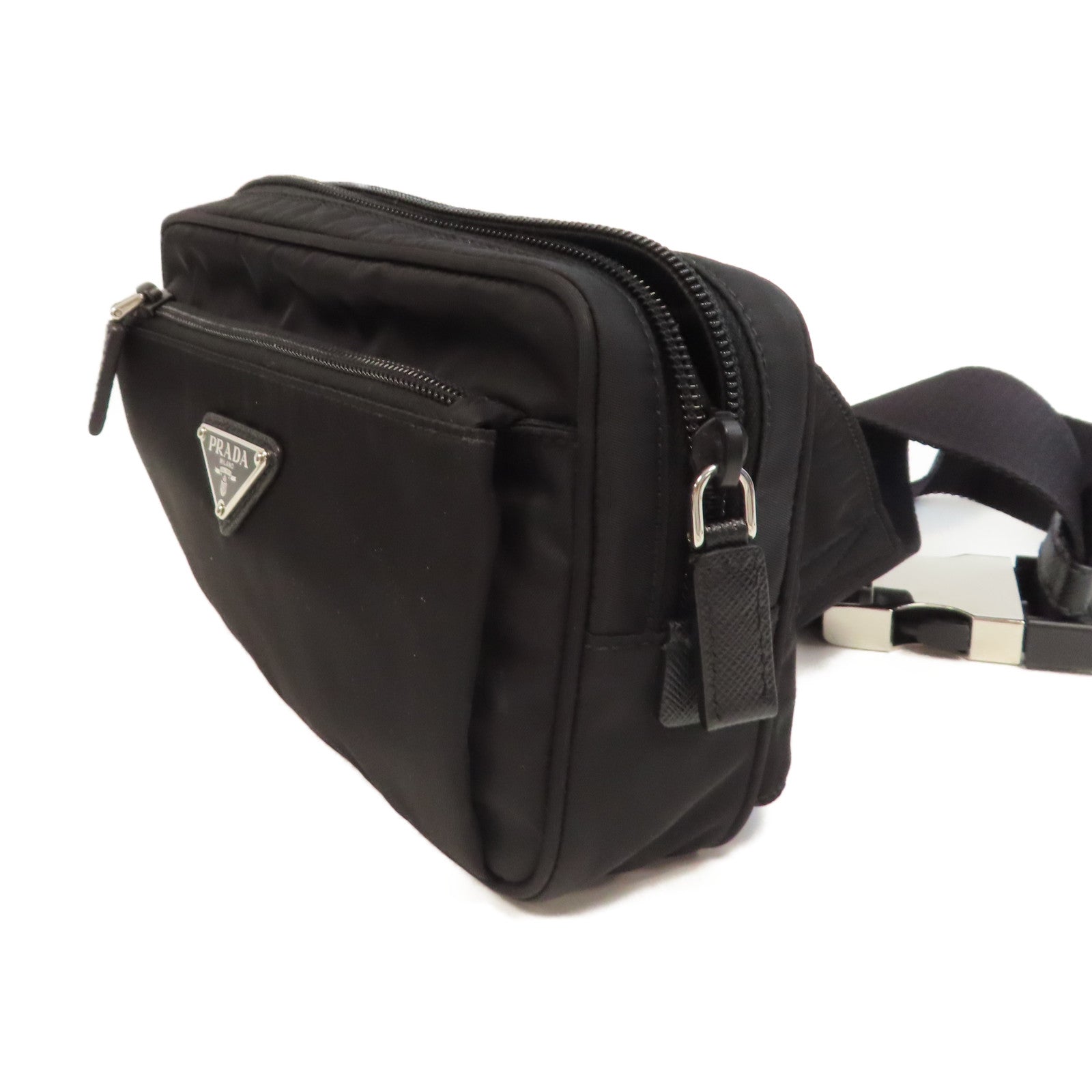 PRADA 尼龍Waist Bag銀扣腰包黑色