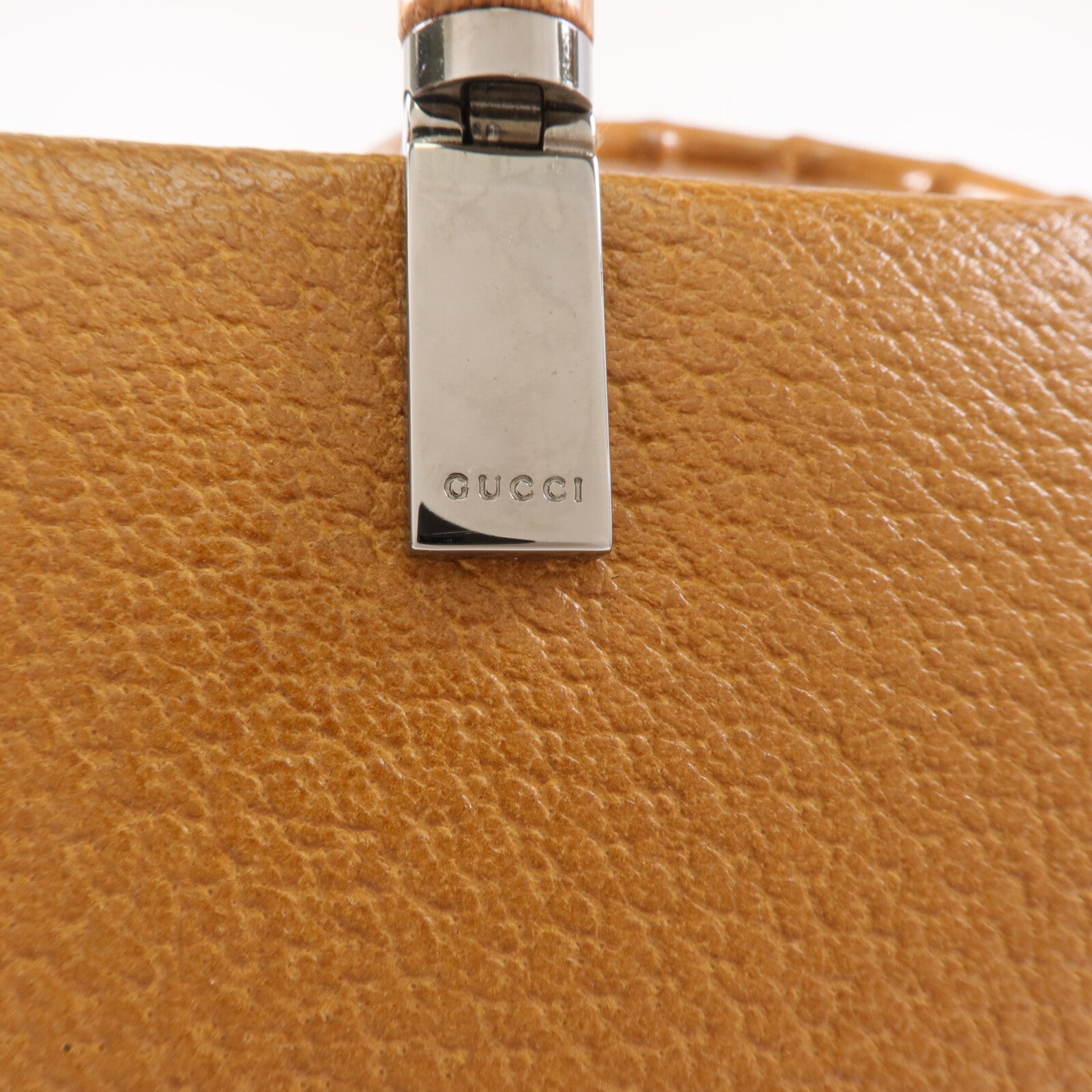 GUCCI 【激減優惠】牛皮皮革Bamboo Handbag/Shoulder Bag銀扣手挽肩背兩用袋