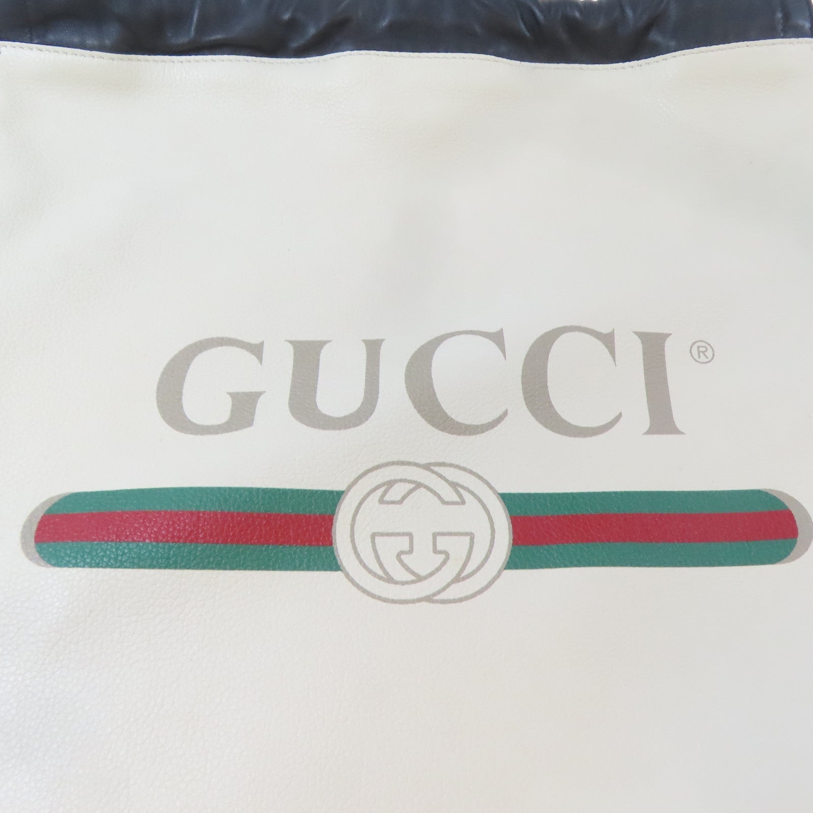 GUCCI 皮革Drawstring Backpack背包米白色