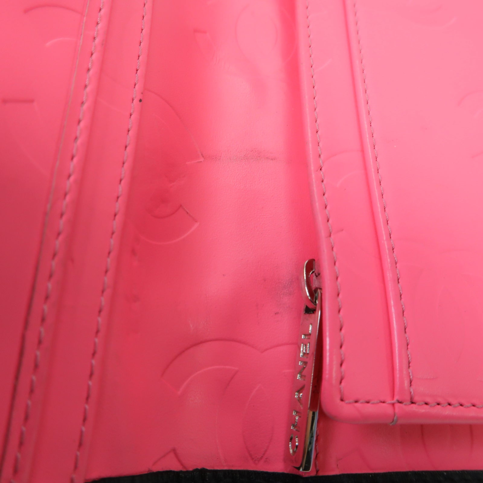 CHANEL **【激減優惠】菱格牛皮皮革Cambon Line Long Wallet銀扣長錢包黒色