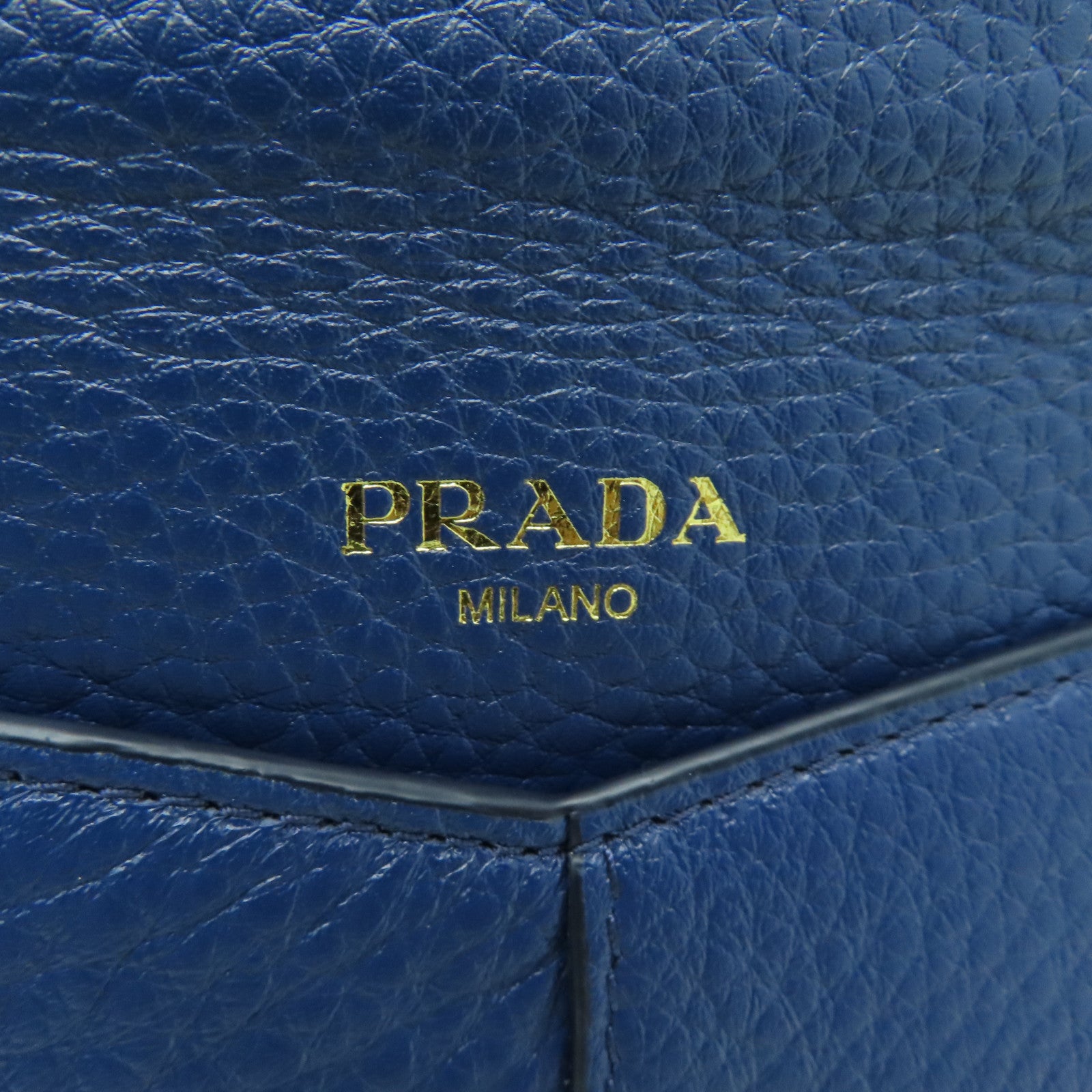 PRADA 【激減優惠】牛皮皮革Long wallet金扣長錢包藍色