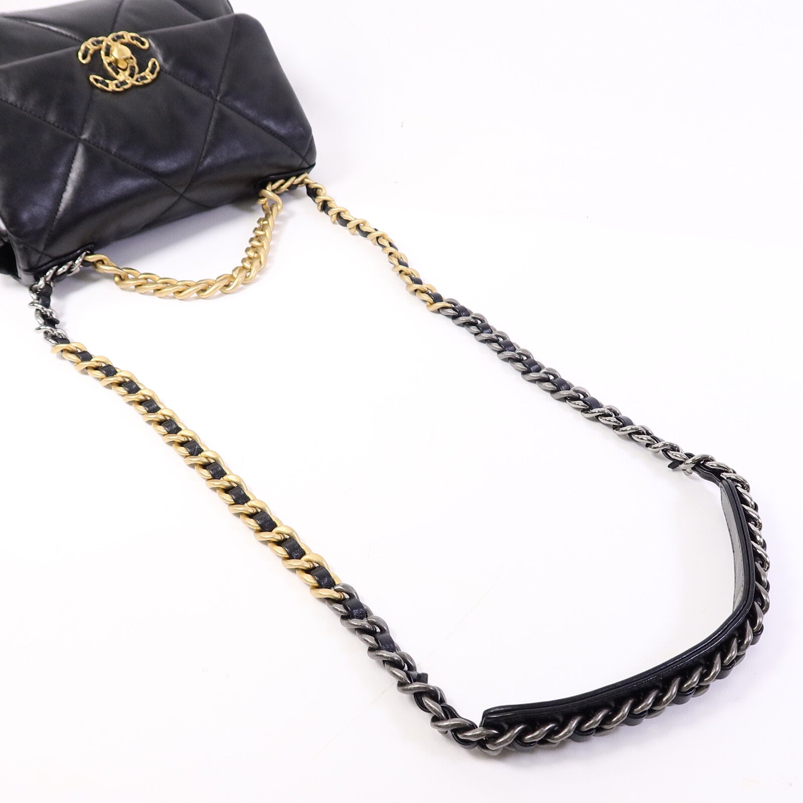 CHANEL 羊皮皮革Chanel 19 Small鏈帶手挽肩背兩用袋