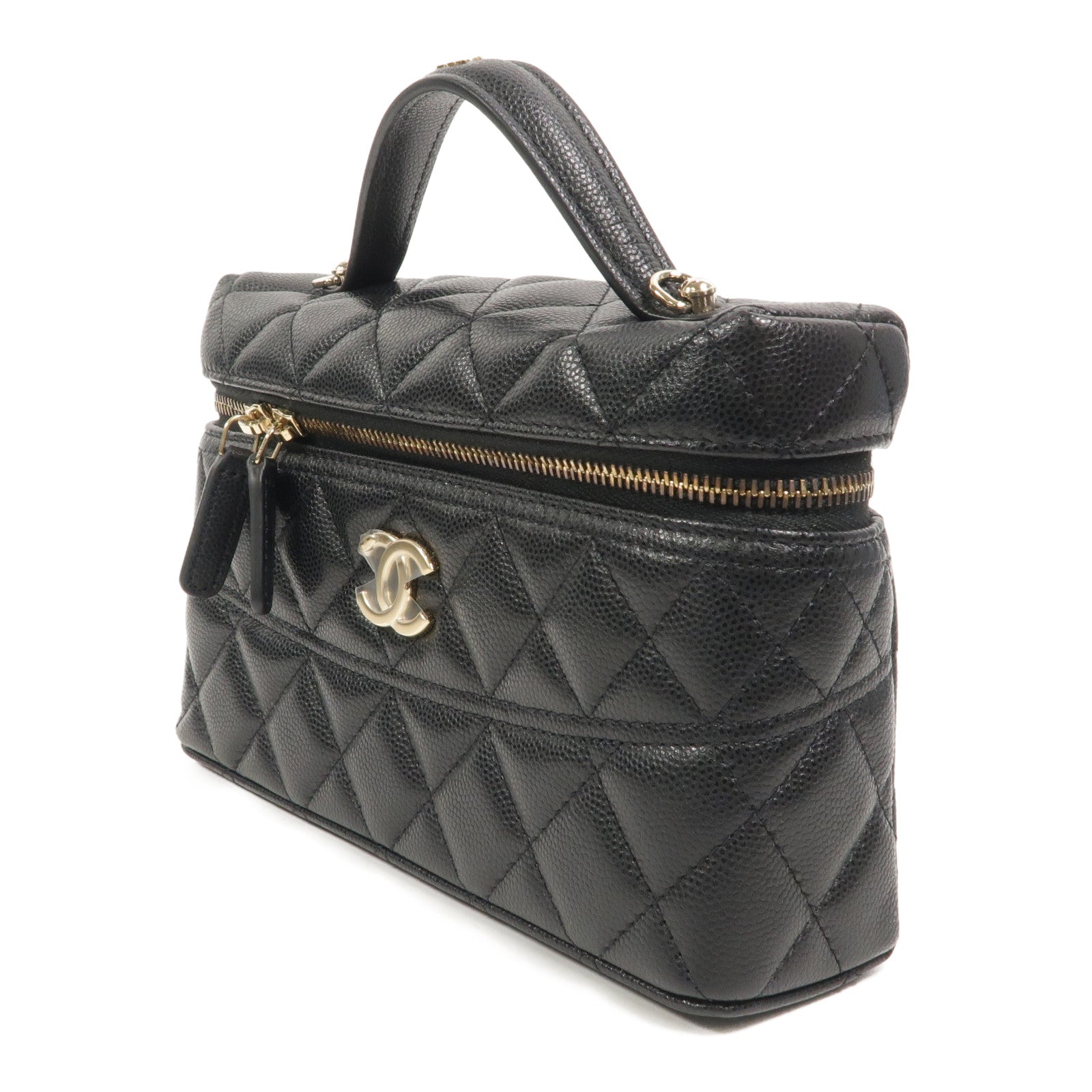 CHANEL 牛皮皮革Vanity Case鏈帶手挽肩背兩用袋