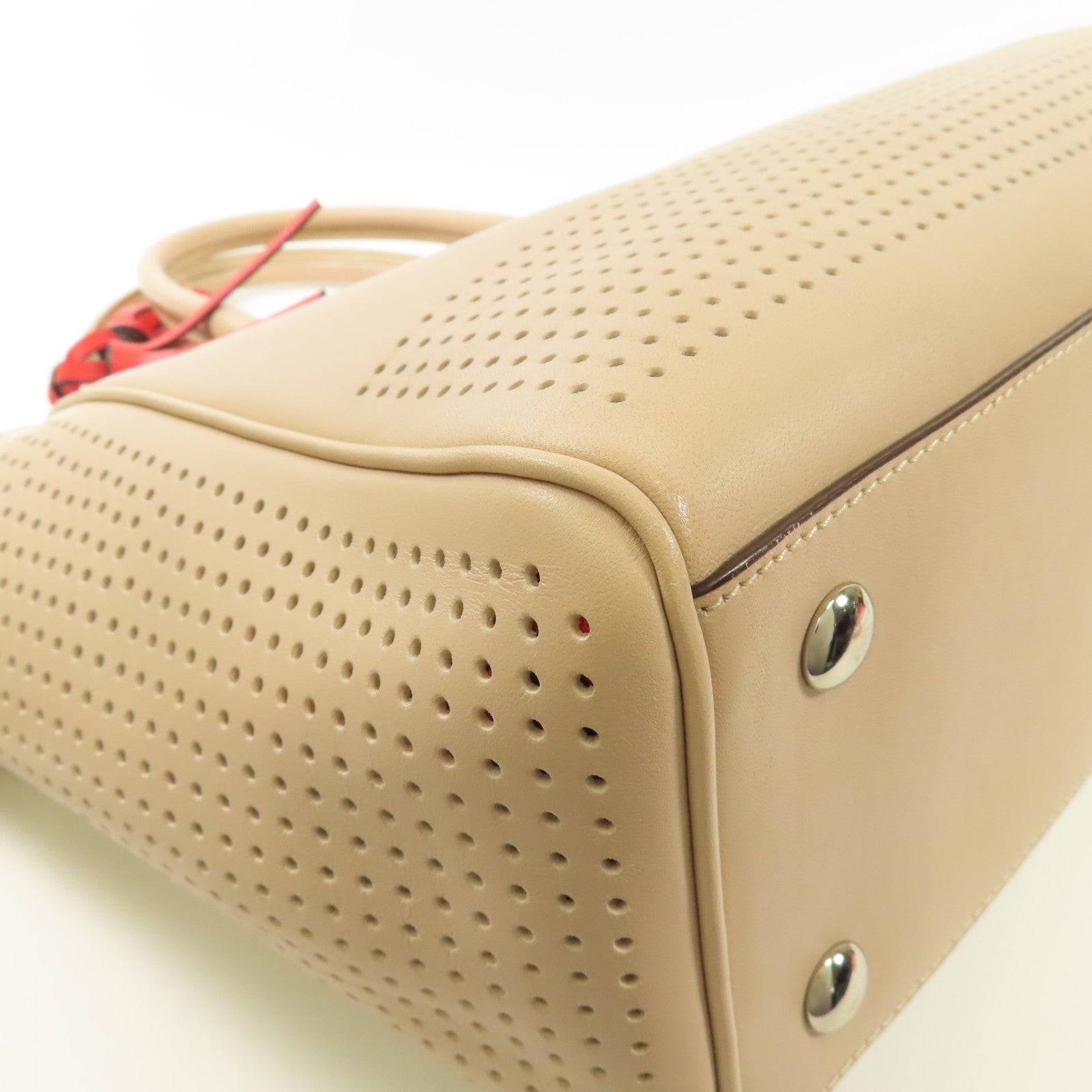 COACH SHW Hand Bag Calfskin Leather Beige