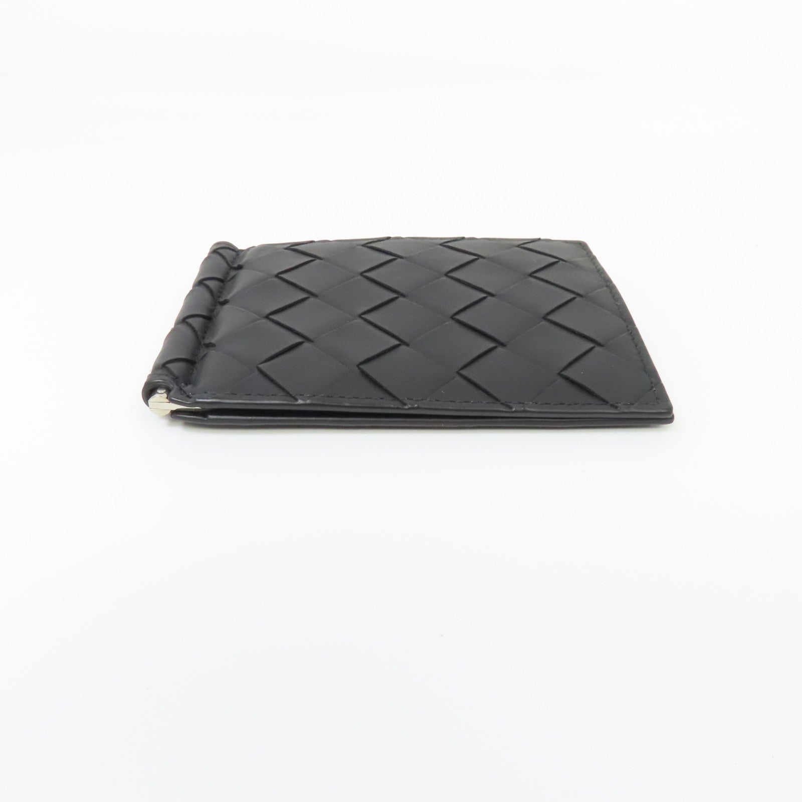 BOTTEGA VENETA 織紋皮革Wallet銀扣錢包黑色