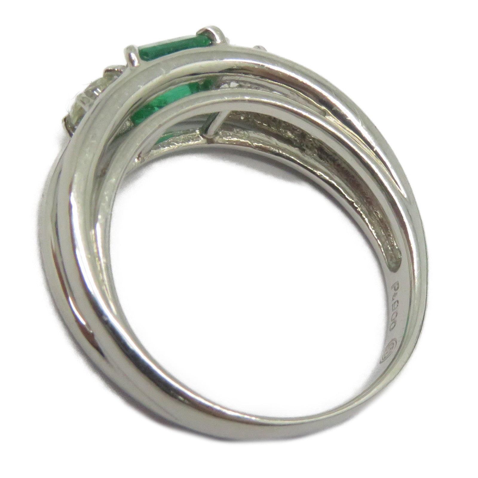 JEWELRY 【激減優惠】PT900鉑金Emerald Diamond Ring 0.60ct綠寶石/0.30ct鑽石戒指US#5.25