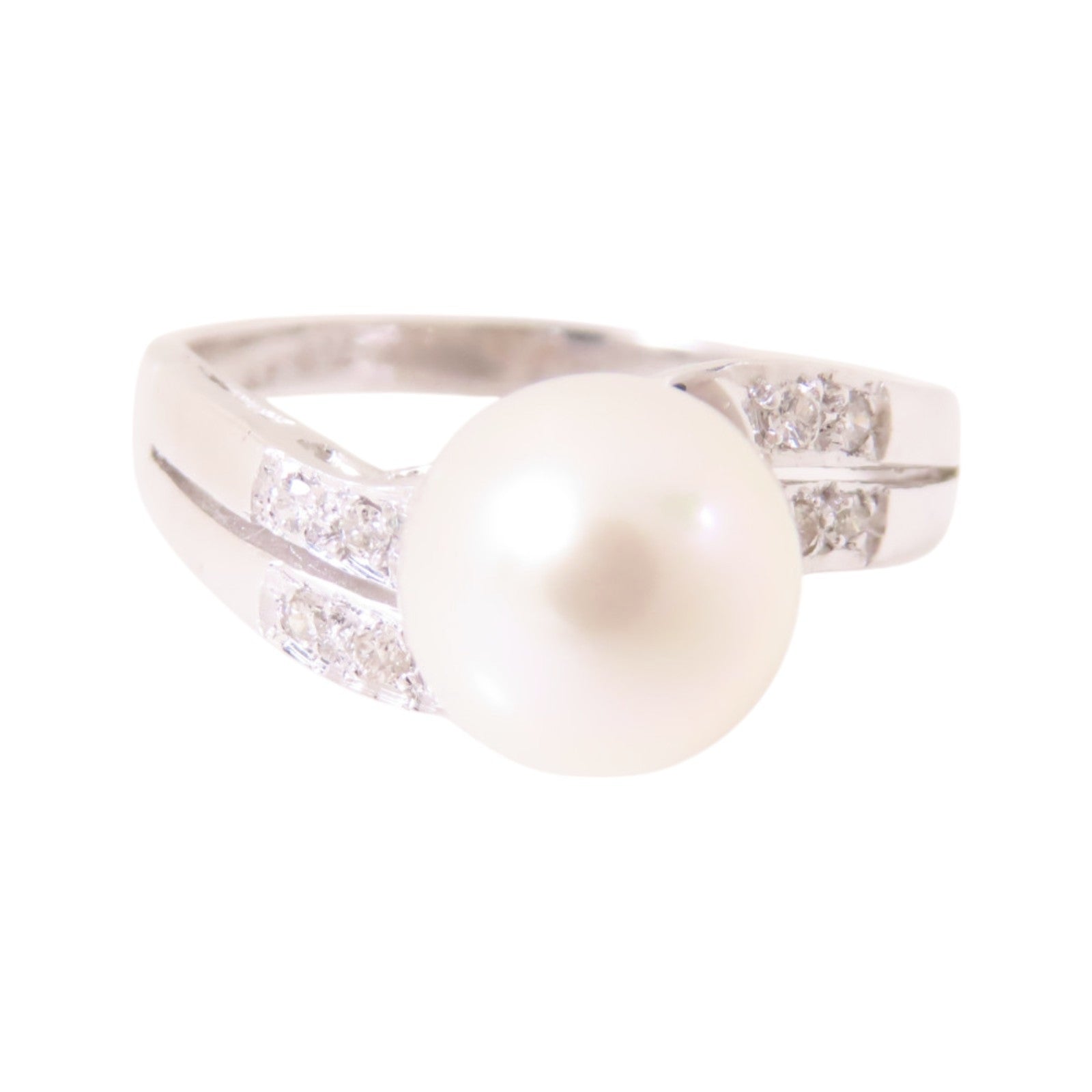 JEWELRY 【激減優惠】18K白金/珍珠/鑽石Pearl Diamond Ring戒指US#5