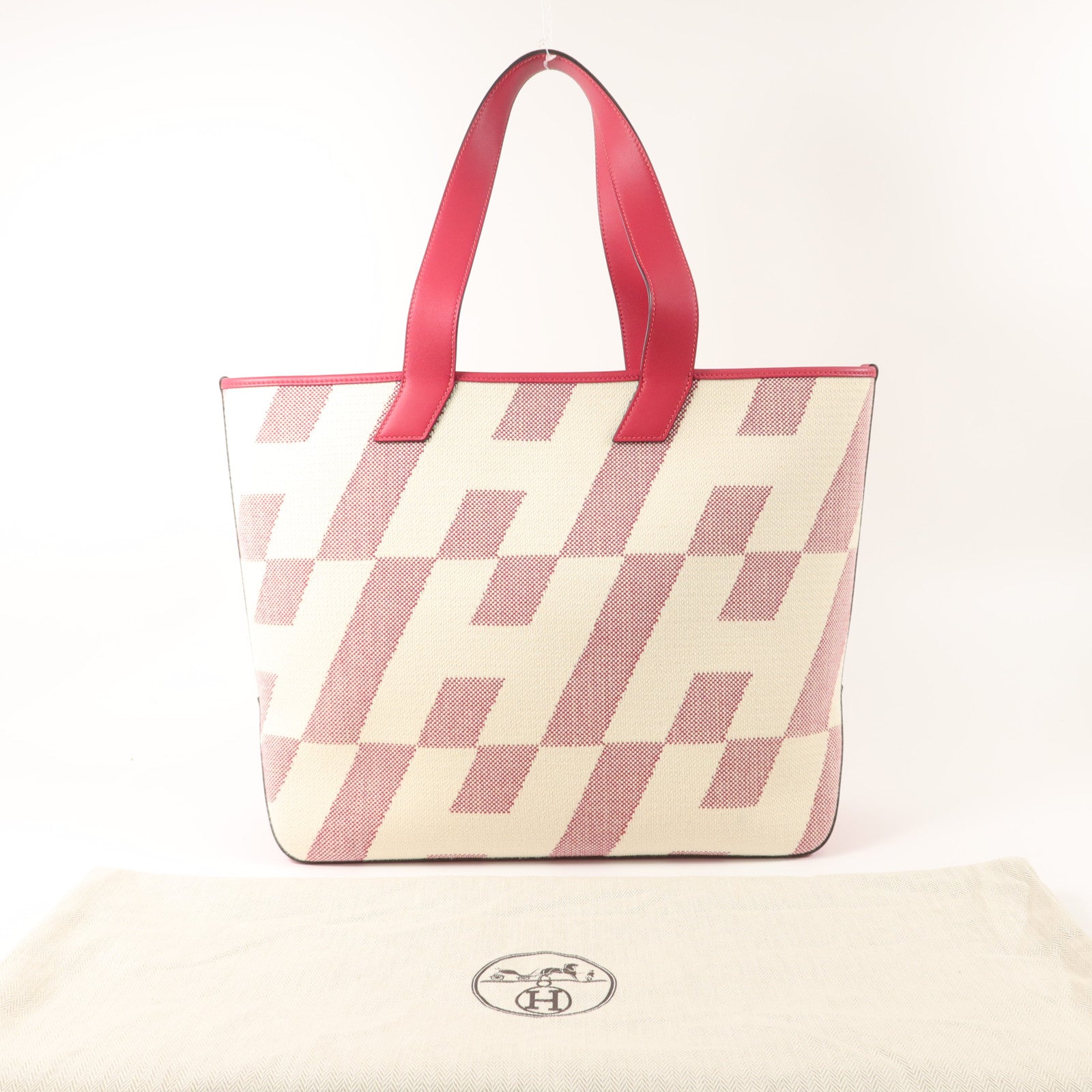 HERMES 帆布Biais 40手挽袋Framboise