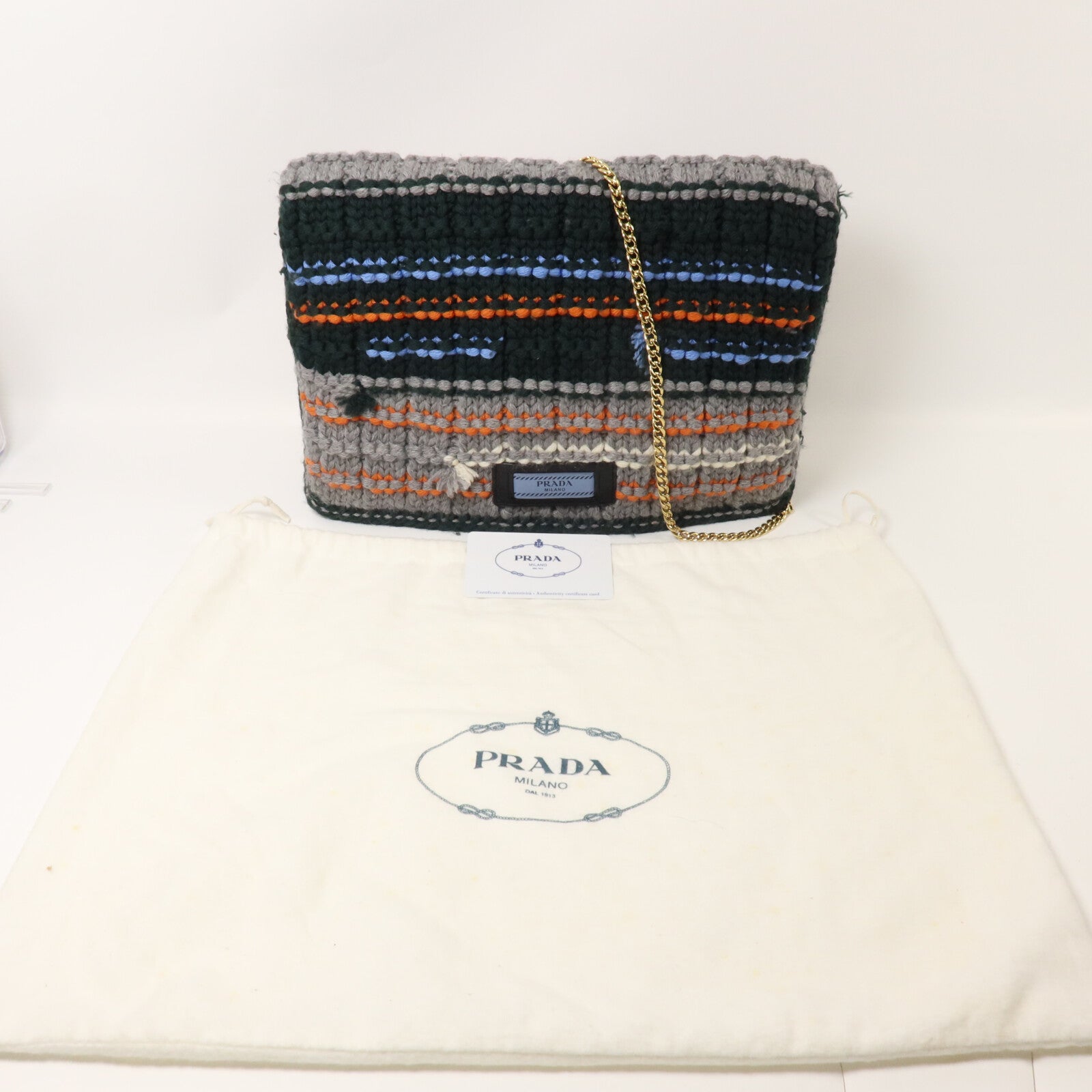 PRADA 羊毛/尼龍Shoulder Bag鏈帶肩背袋