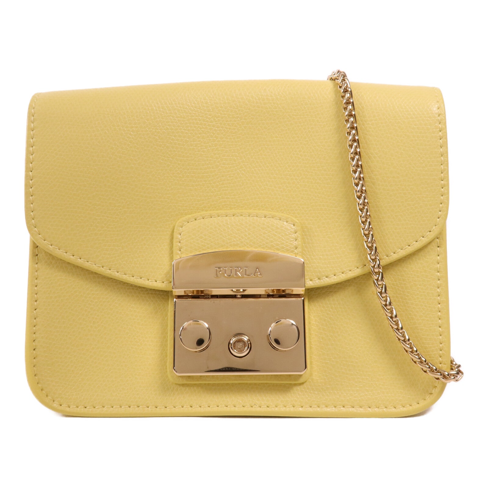 Furla 牛皮皮革Shoulder Bag金扣鏈帶肩背袋