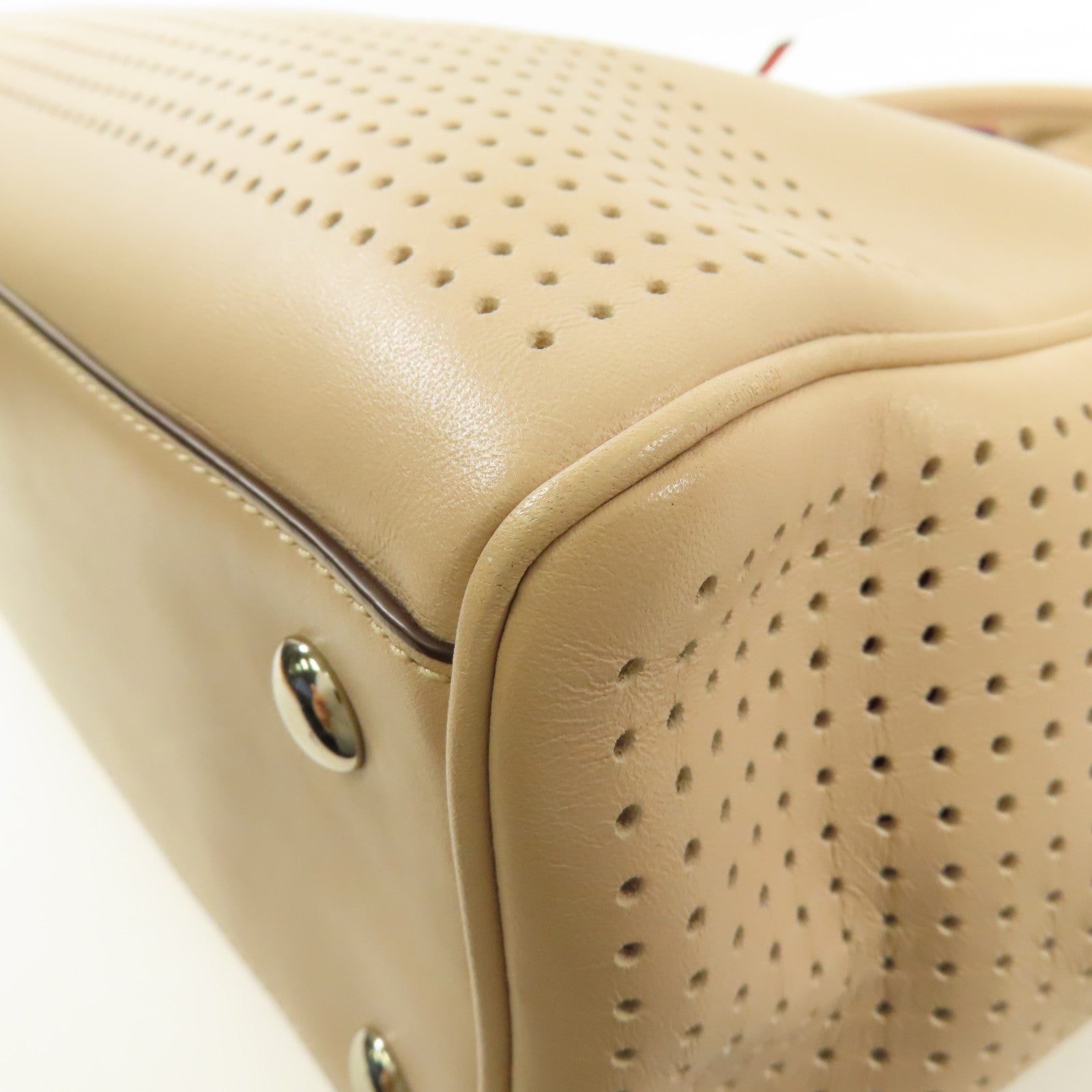 COACH SHW Hand Bag Calfskin Leather Beige