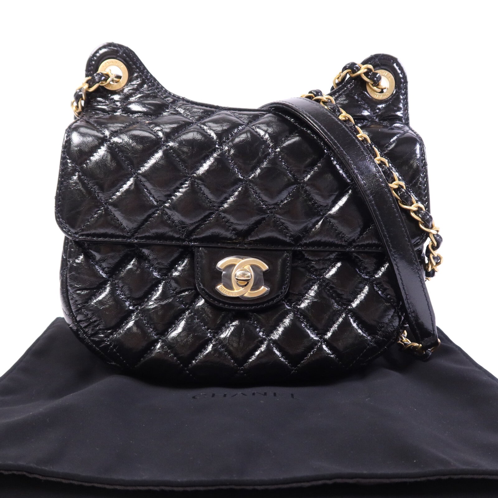 CHANEL 牛皮皮革Chain Shoulder Bag金扣鏈帶肩背袋