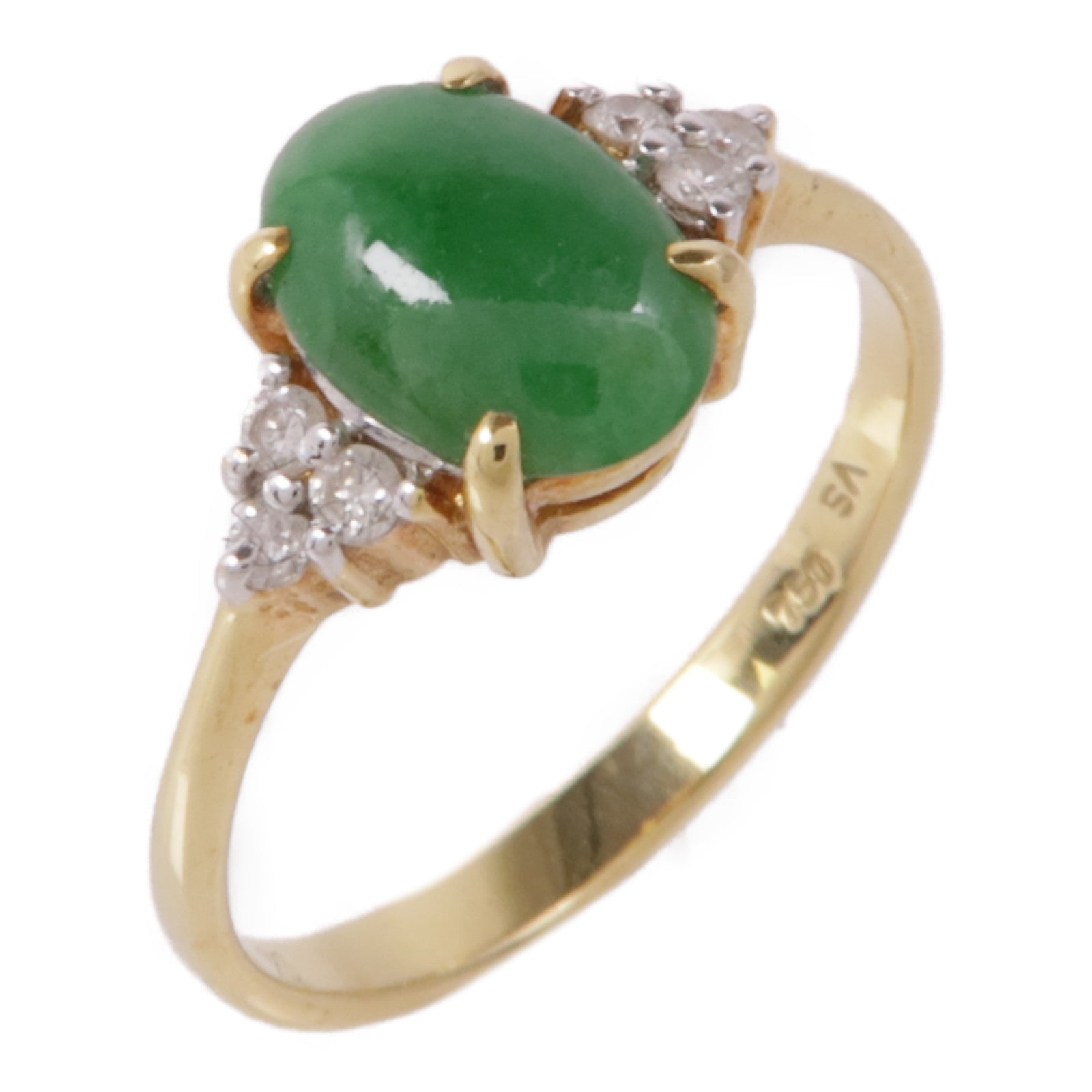 JEWELRY 18K黃金Jade/Diamond Ring翡翠鑽石戒指US#5.25