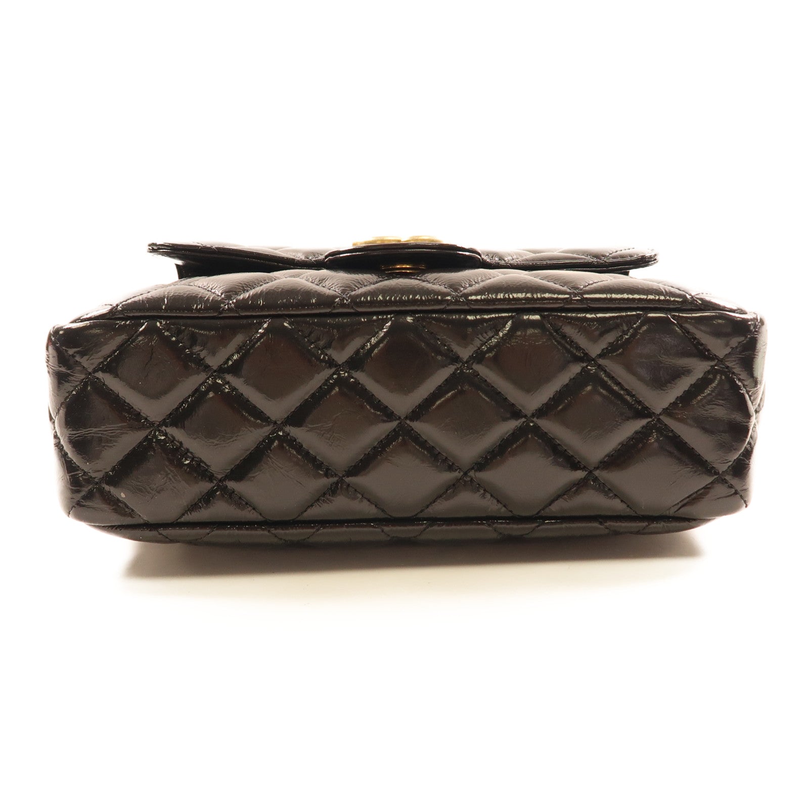 CHANEL Shiny Crumpled皮革Hobo Bag金扣鏈帶肩背袋