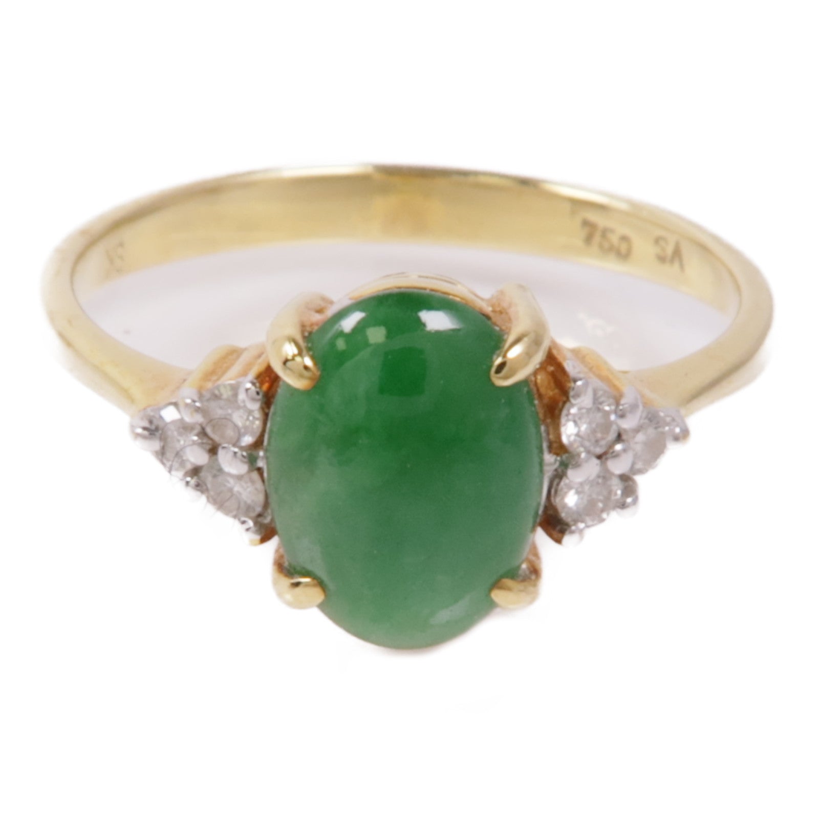 JEWELRY 18K黃金Jade/Diamond Ring翡翠鑽石戒指US#5.25
