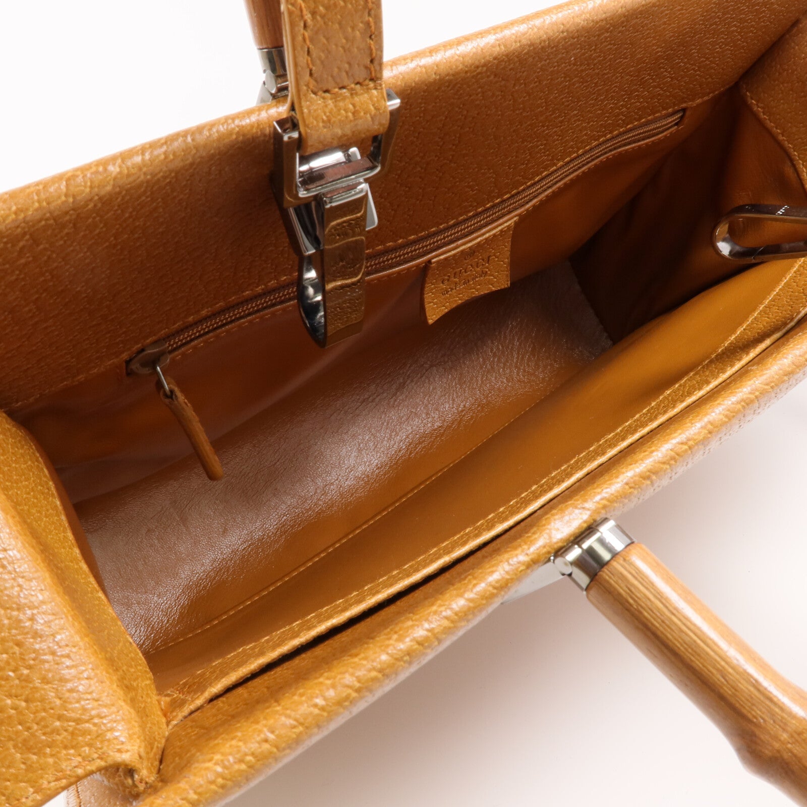 GUCCI 【激減優惠】牛皮皮革Bamboo Handbag/Shoulder Bag銀扣手挽肩背兩用袋