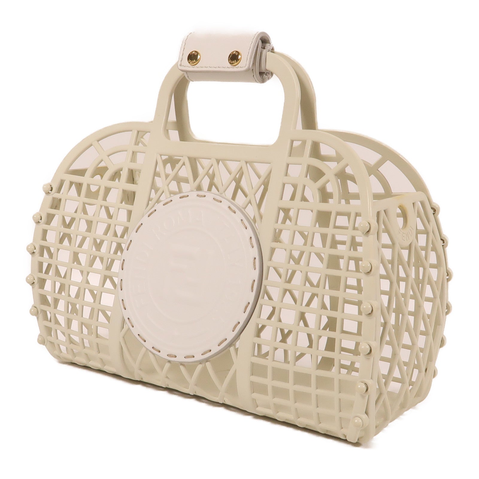 FENDI 【激減優惠】PVC Hand Bag金扣手挽袋白色
