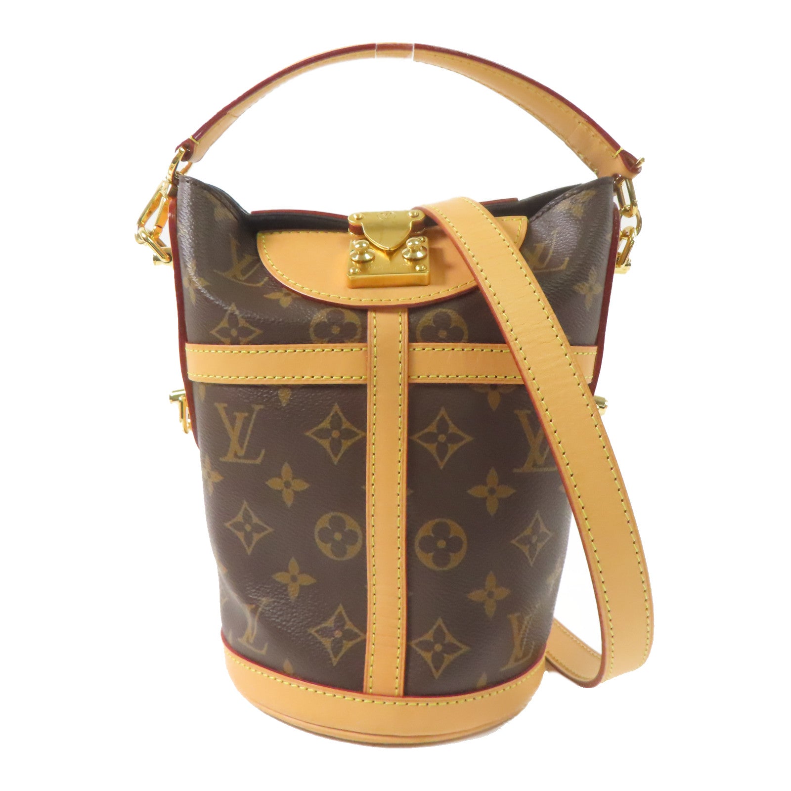 LOUIS VUITTON Monogram Duffle金扣手挽肩背兩用袋棕色