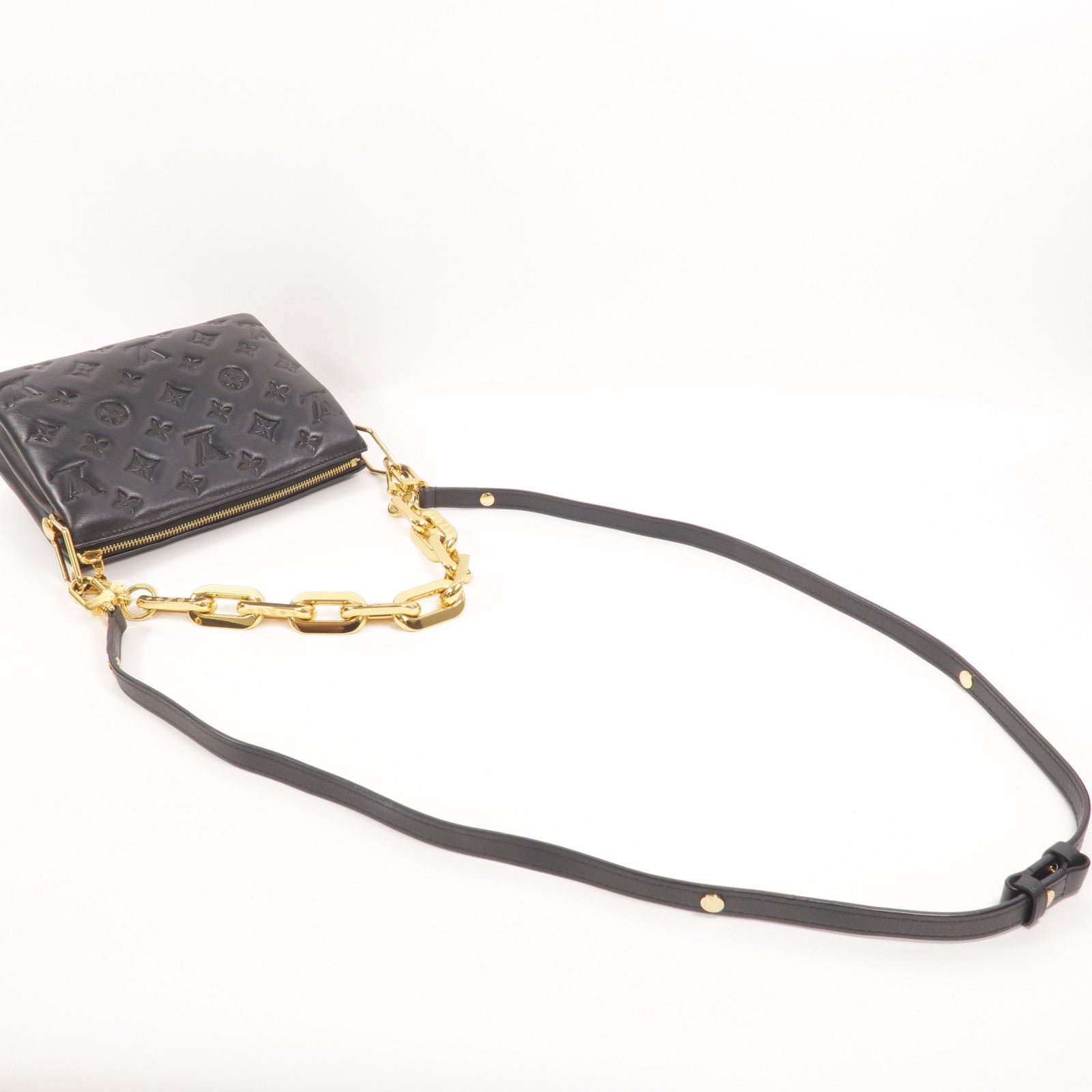 LOUIS VUITTON 【激減優惠】Monogram Embossed Coussin BB金扣鏈帶手挽肩背兩用袋