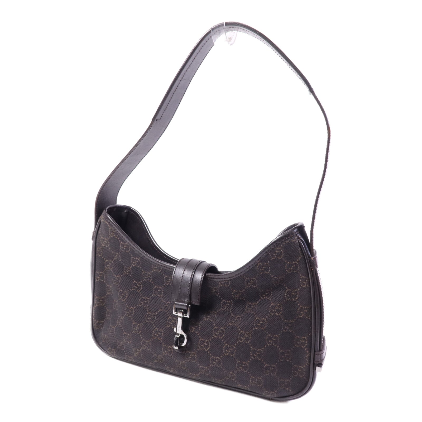 GUCCI 帆布Jacqua銀扣肩背袋