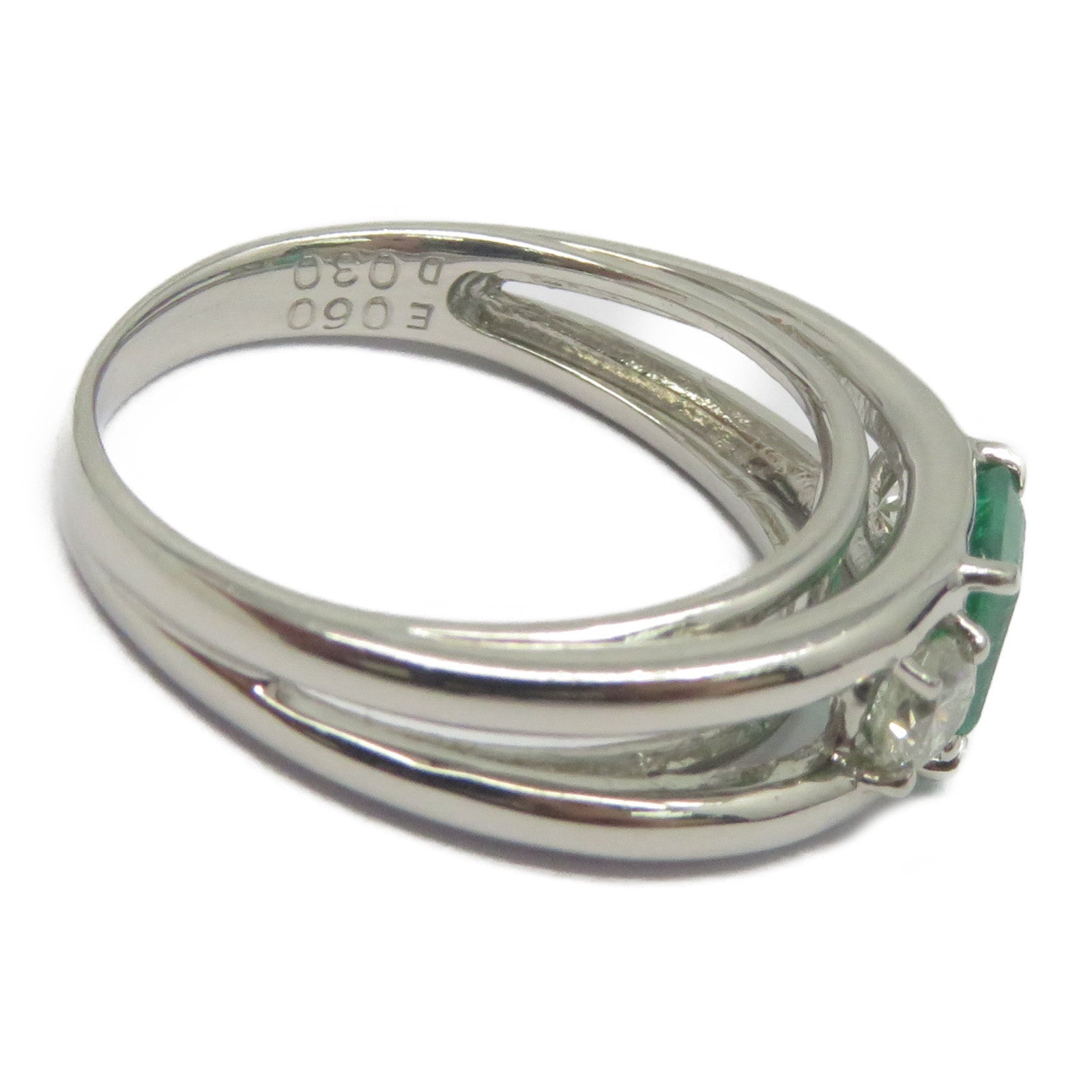 JEWELRY 【激減優惠】PT900鉑金Emerald Diamond Ring 0.60ct綠寶石/0.30ct鑽石戒指US#5.25