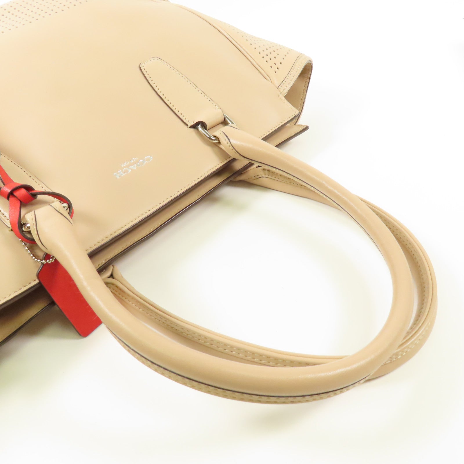 COACH 牛皮皮革Hand Bag銀扣手挽袋