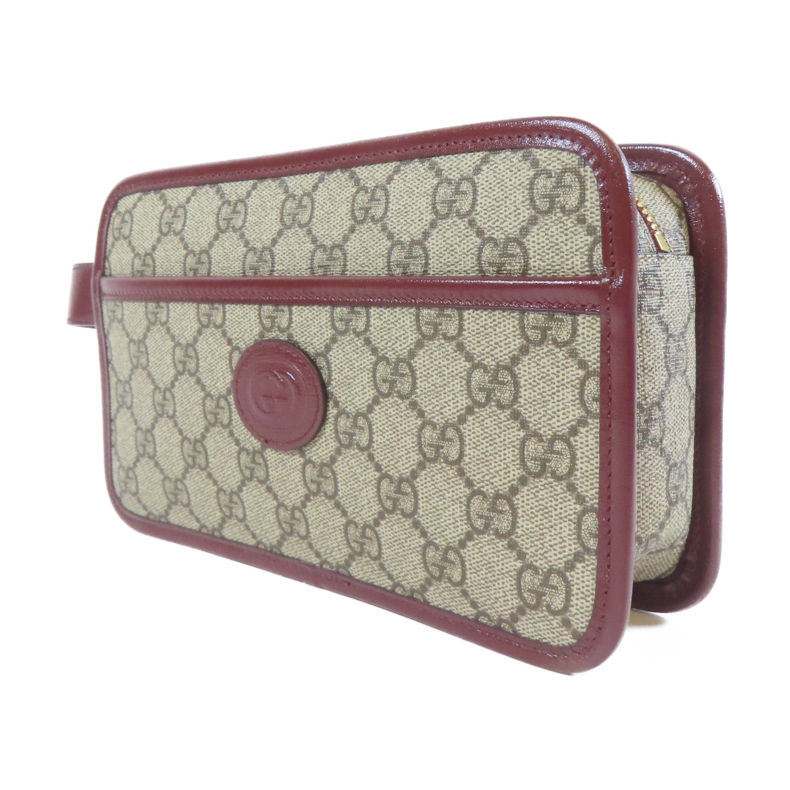 GUCCI 【激減優惠】塗層帆布Business Clutch Bag金扣手拿包啡色