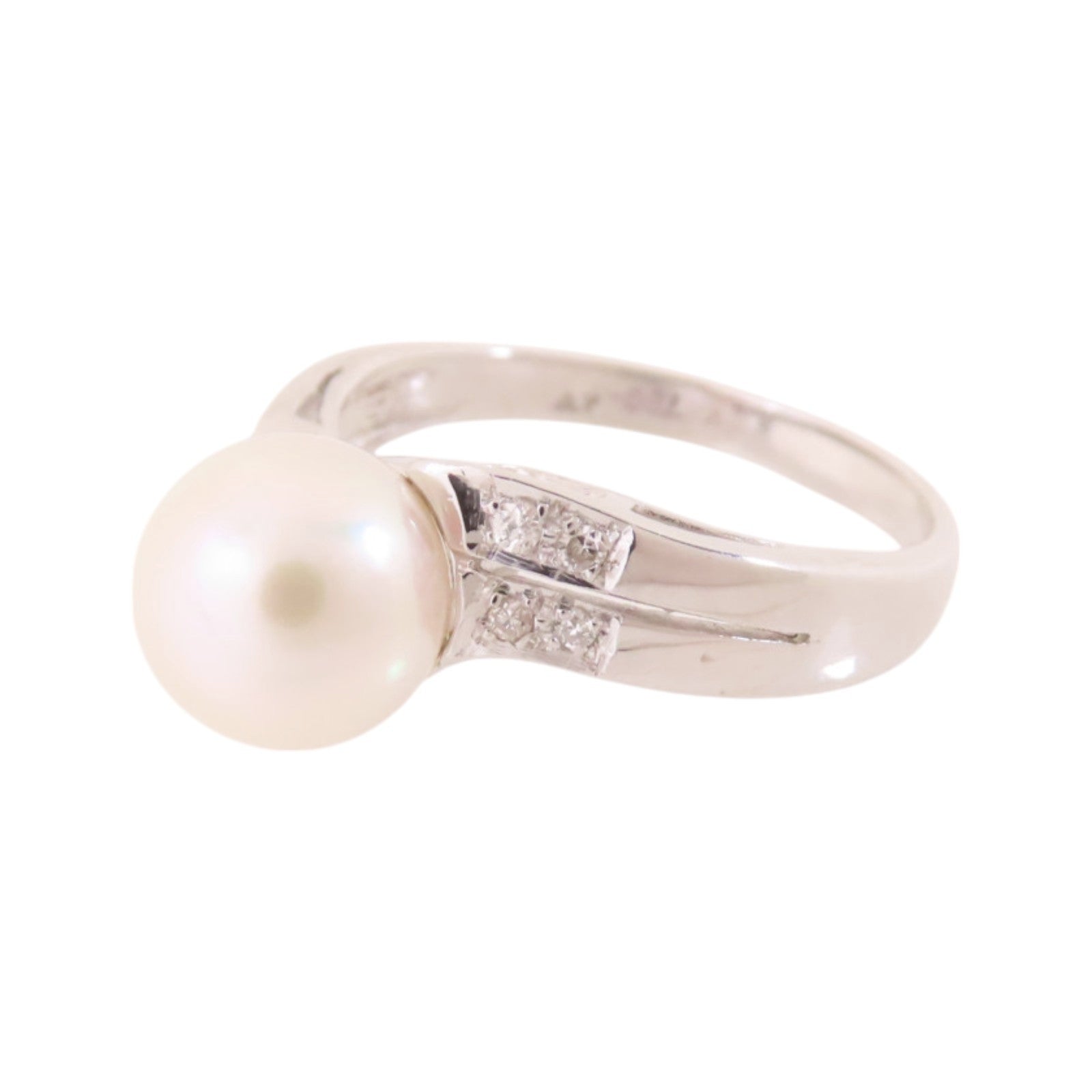 JEWELRY 【激減優惠】18K白金/珍珠/鑽石Pearl Diamond Ring戒指US#5
