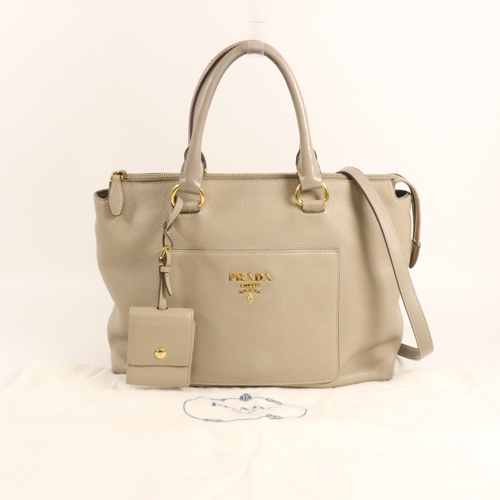 PRADA 皮革Vitello Daino手挽肩背兩用袋