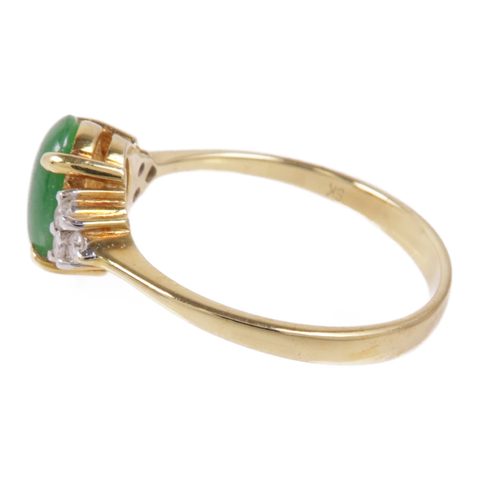 JEWELRY 18K黃金Jade/Diamond Ring翡翠鑽石戒指US#5.25