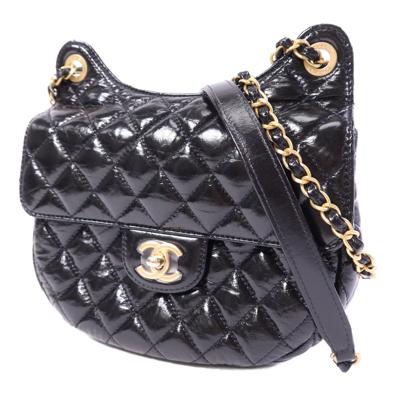 CHANEL 牛皮皮革Chain Shoulder Bag金扣鏈帶肩背袋