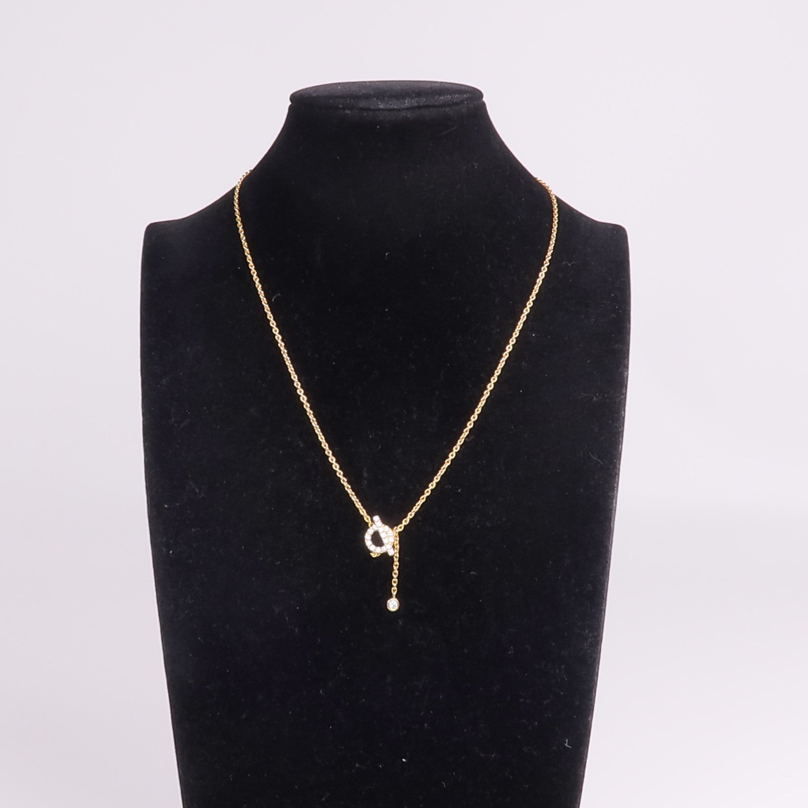 HERMES 18K玫瑰金Finesse lariat Necklace鑽石項鍊