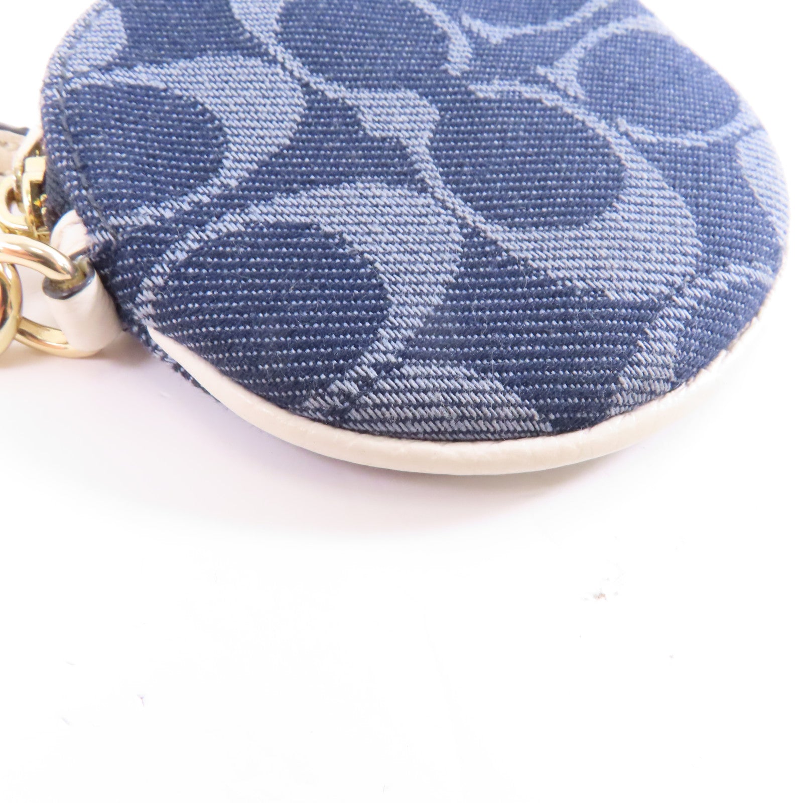 COACH 帆布Coin Case金扣零錢包深藍色