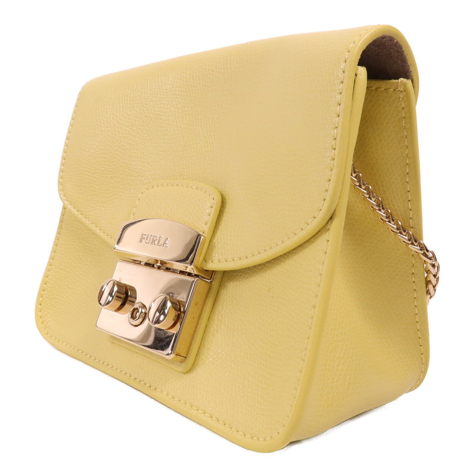 Furla 牛皮皮革Shoulder Bag金扣鏈帶肩背袋